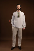 Men’s Embroidered Shirt “Koketka (2)” (Beige)