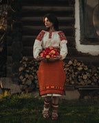 Вишита сукня "Закарпатська (2)"(молочна)