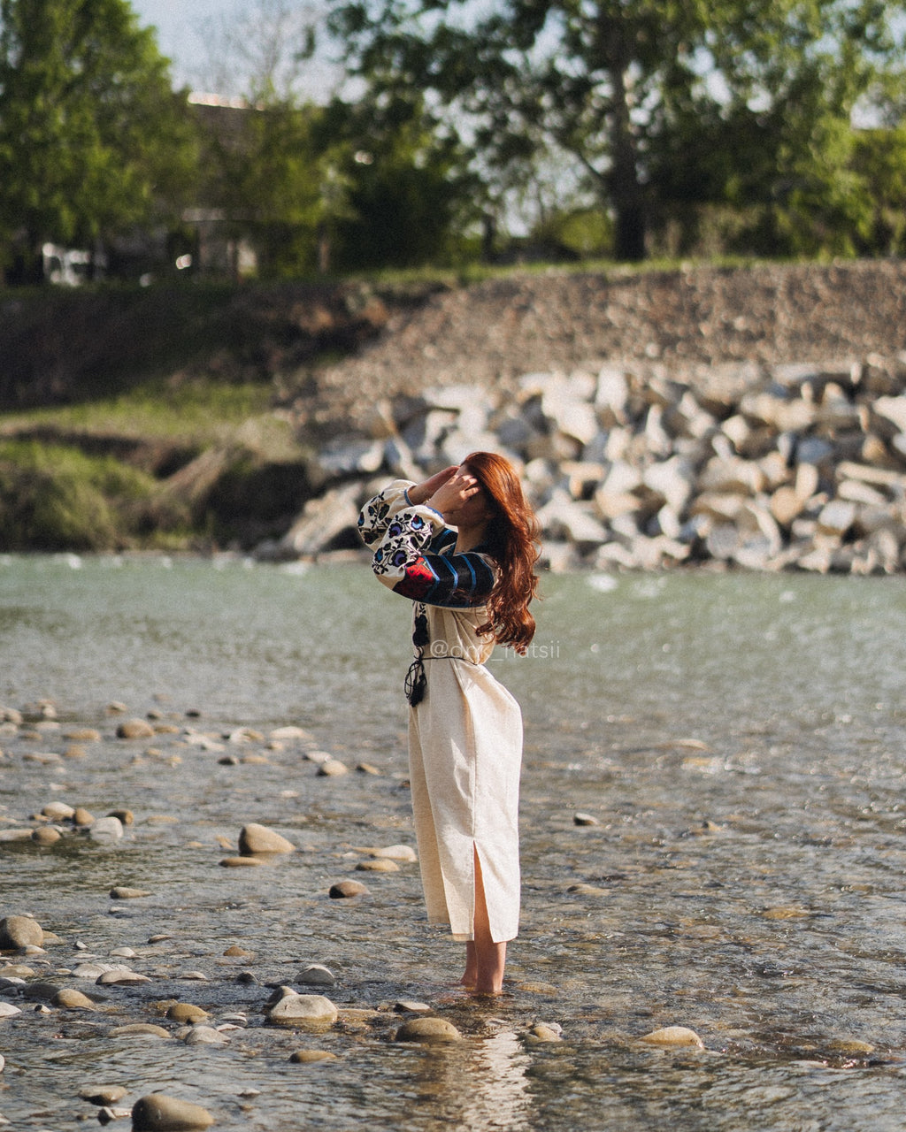 Вишита сукня "Борщівська"(сіра)