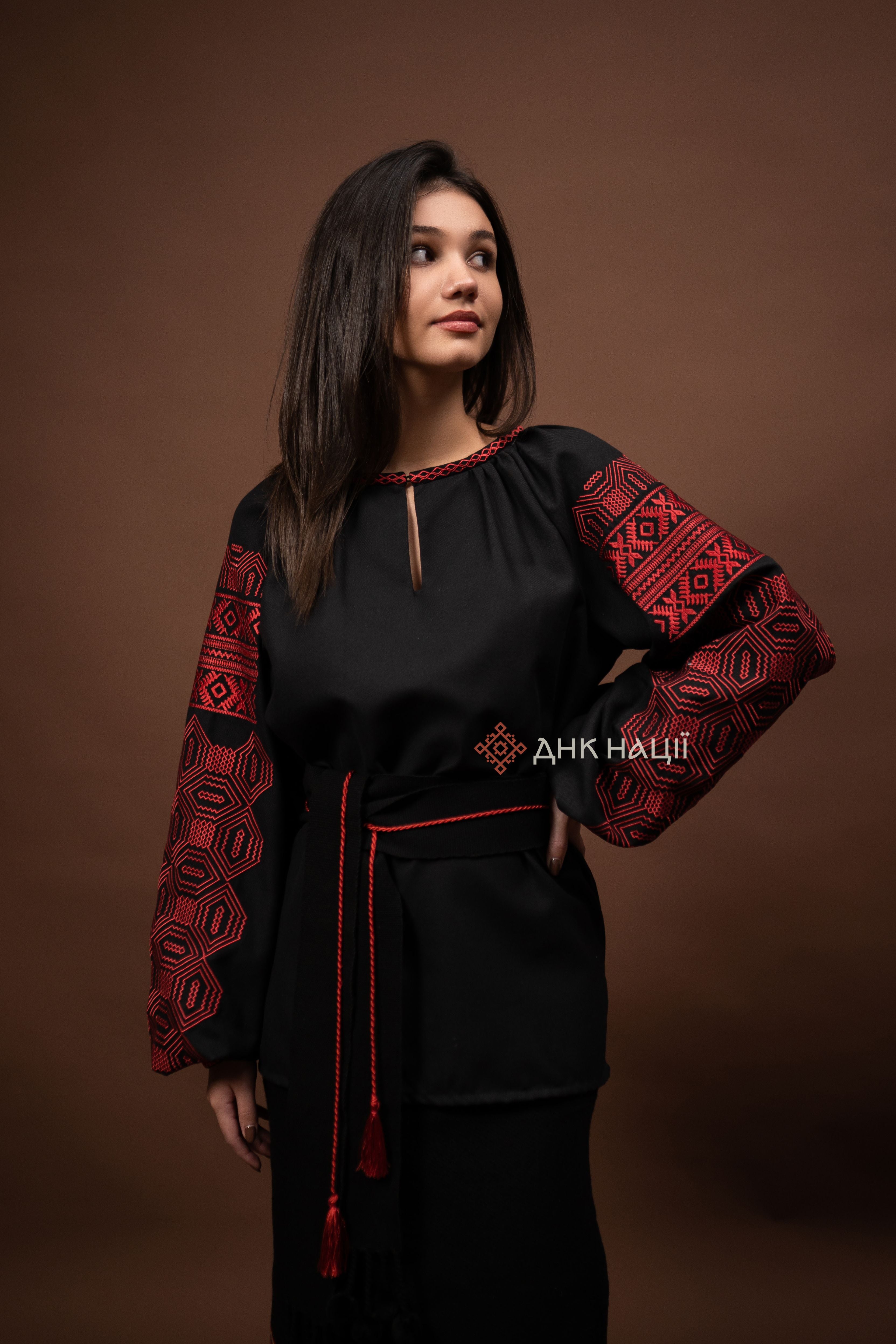 Women’s Embroidered Blouse “Desna (4)” (Black)