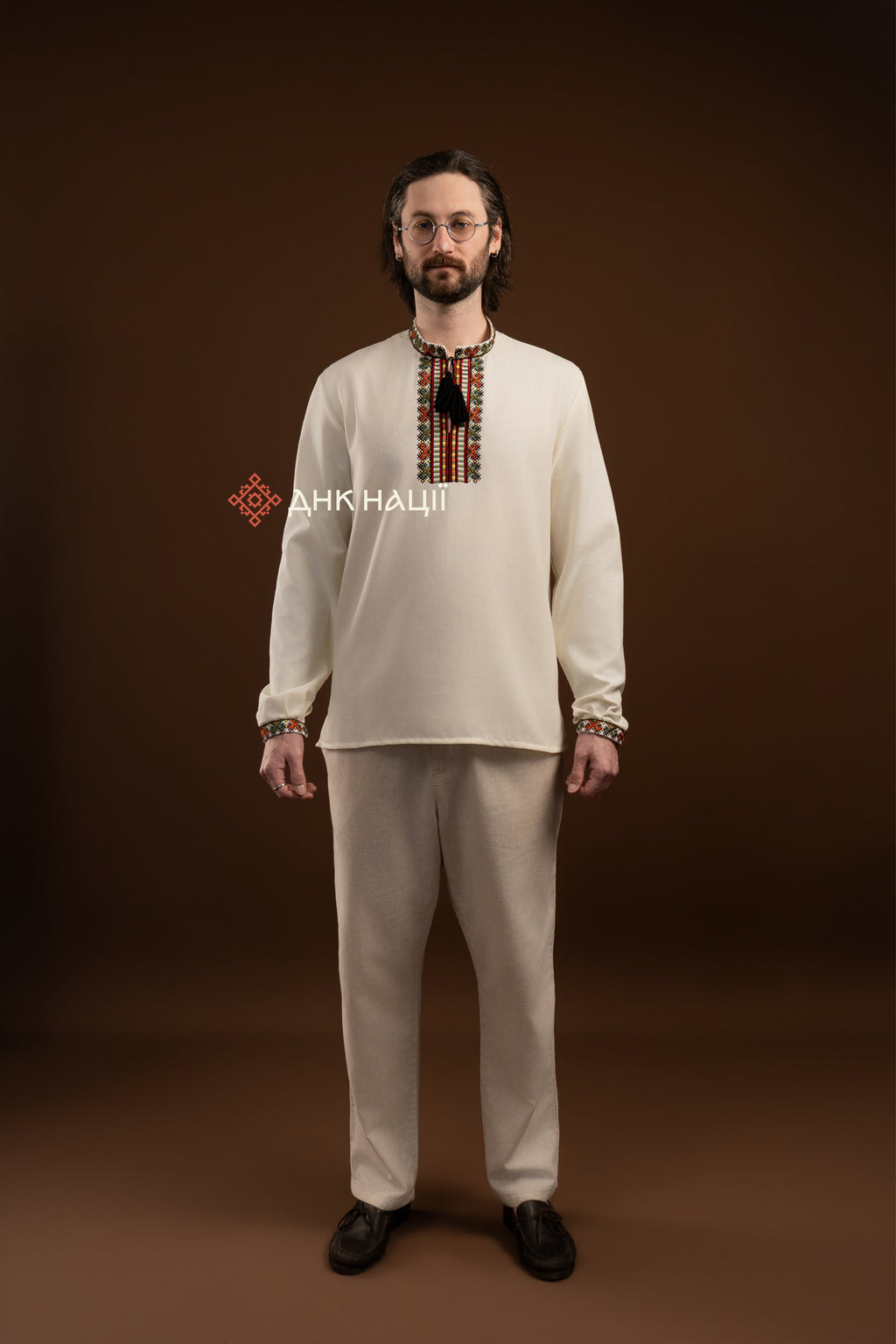 Men's Vyshyvanka "Bystrytsia (2)" (milky-white)