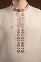 Men’s Embroidered Shirt “Kniazha (2)” (Gray)