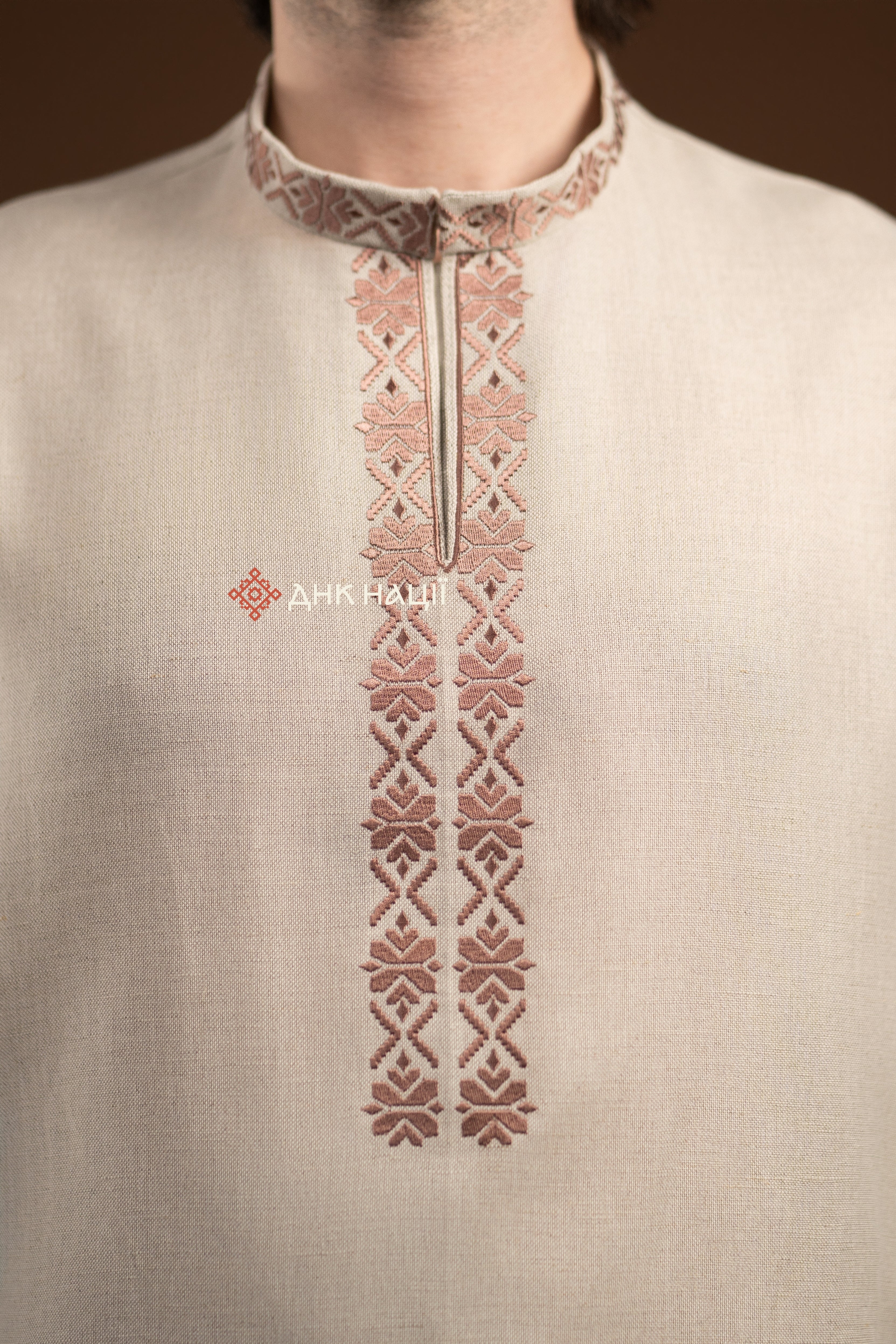 Men’s Embroidered Shirt “Kniazha (2)” (Gray)