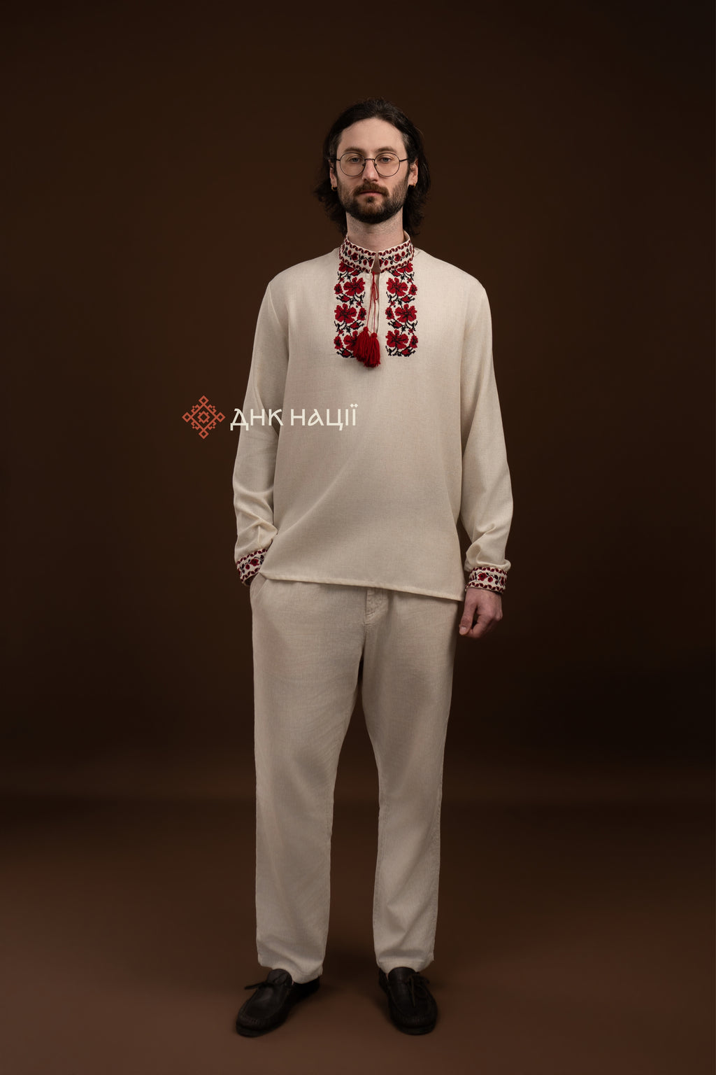 Men’s Embroidered Shirt “Zlahoda (2)” (Beige)
