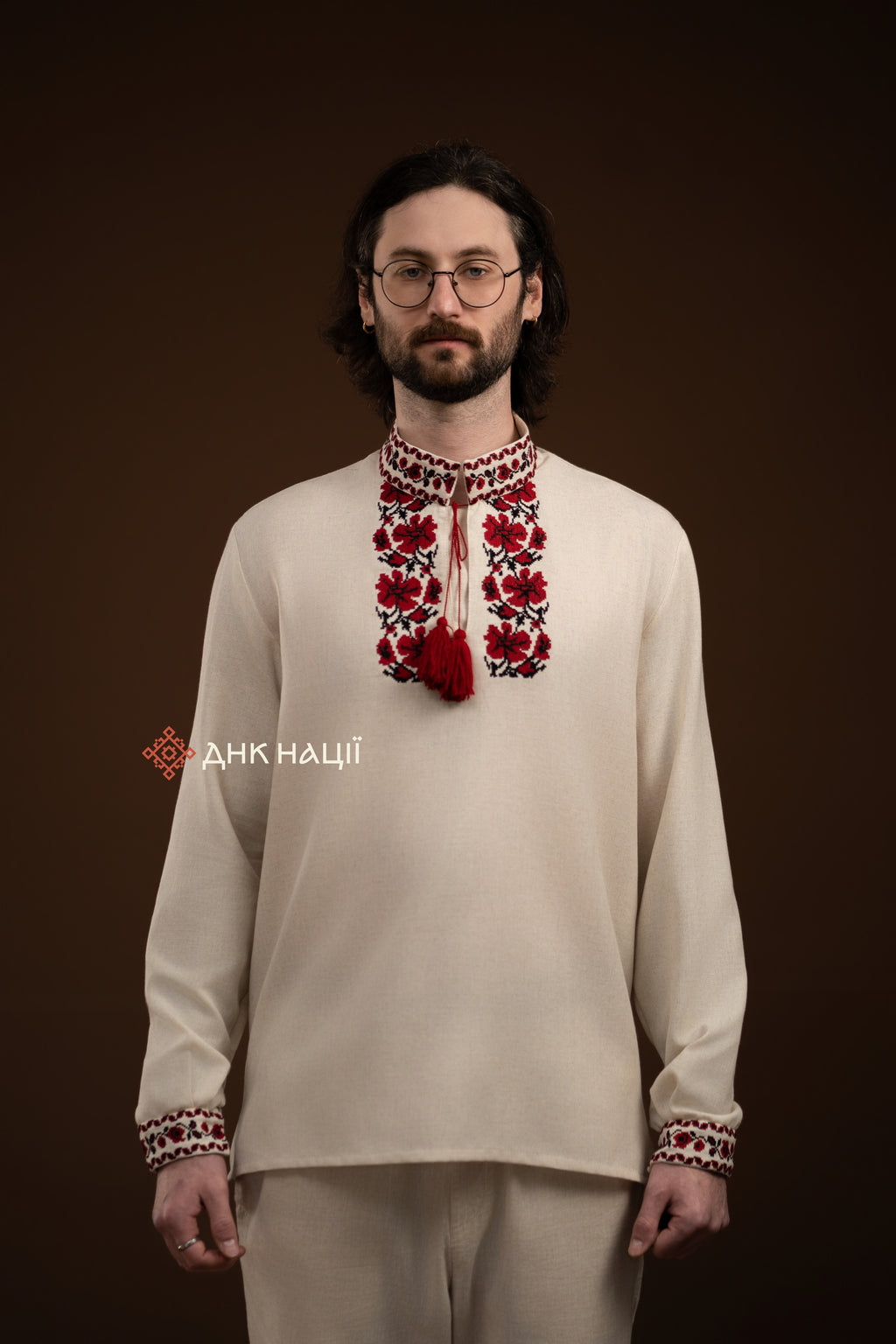 Men’s Embroidered Shirt “Zlahoda (2)” (Beige)