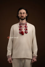 Men’s Embroidered Shirt “Zlahoda (2)” (Beige)