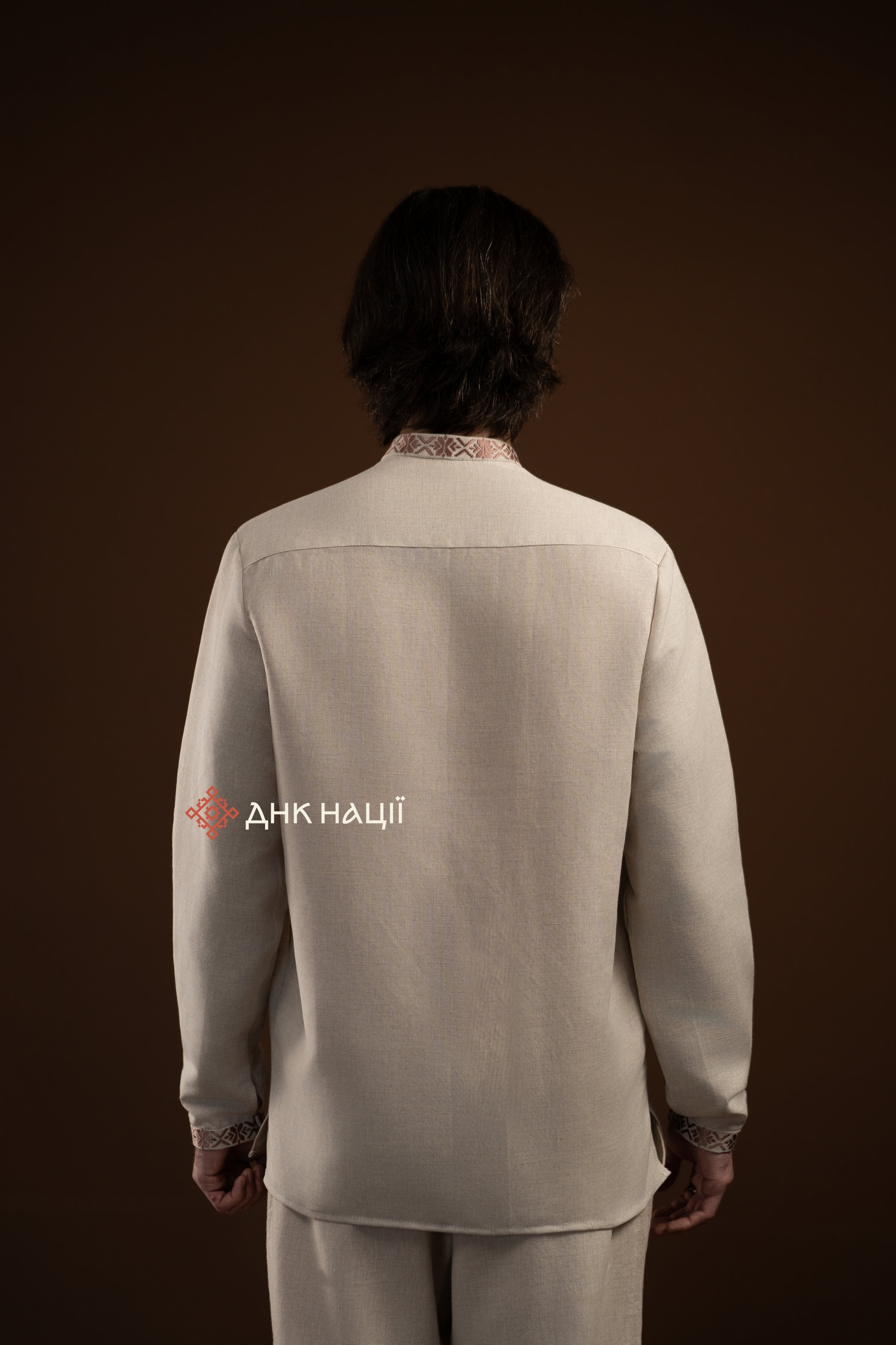 Men’s Embroidered Shirt “Kniazha (2)” (Gray)