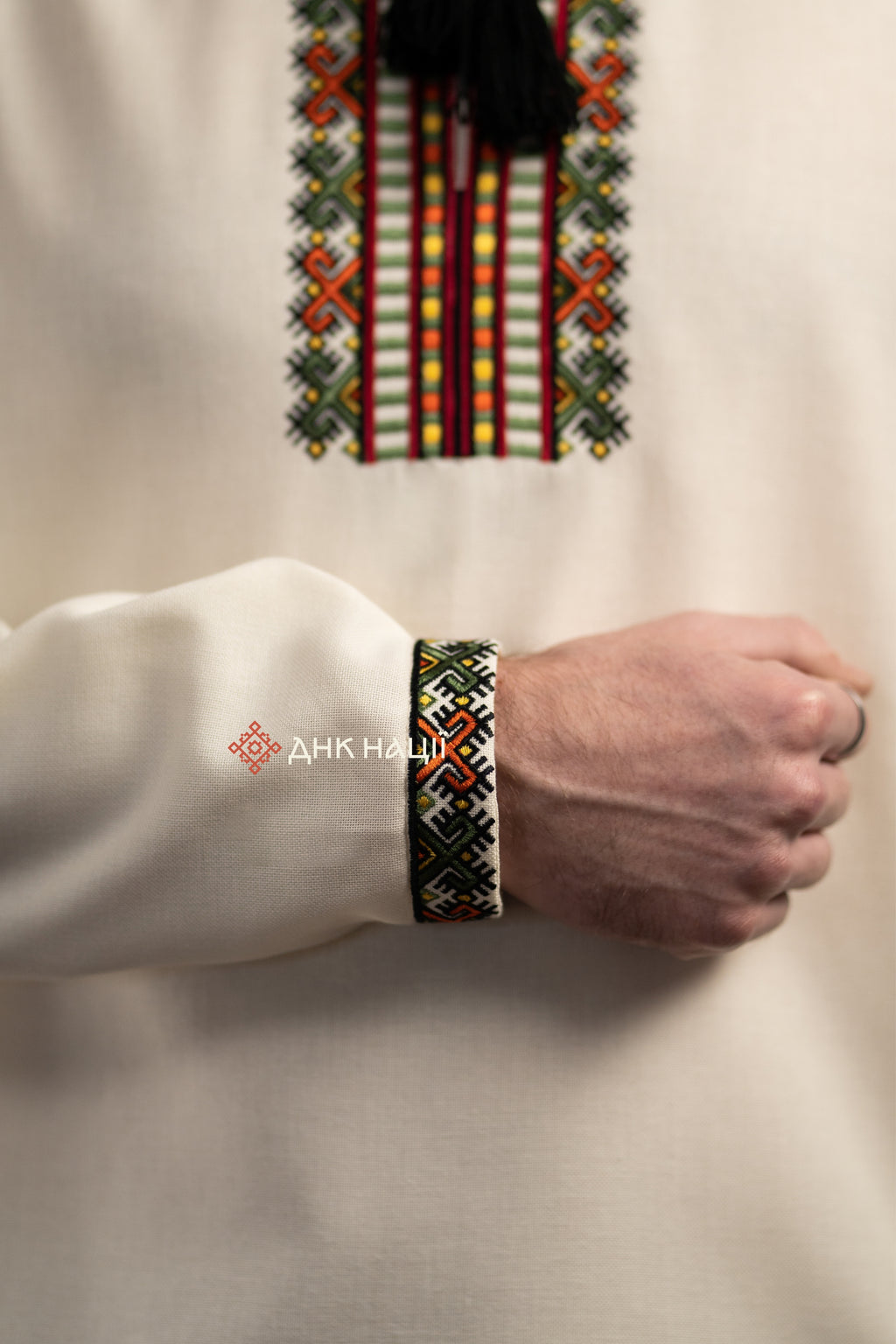 Men's Vyshyvanka "Bystrytsia (2)" (milky-white)