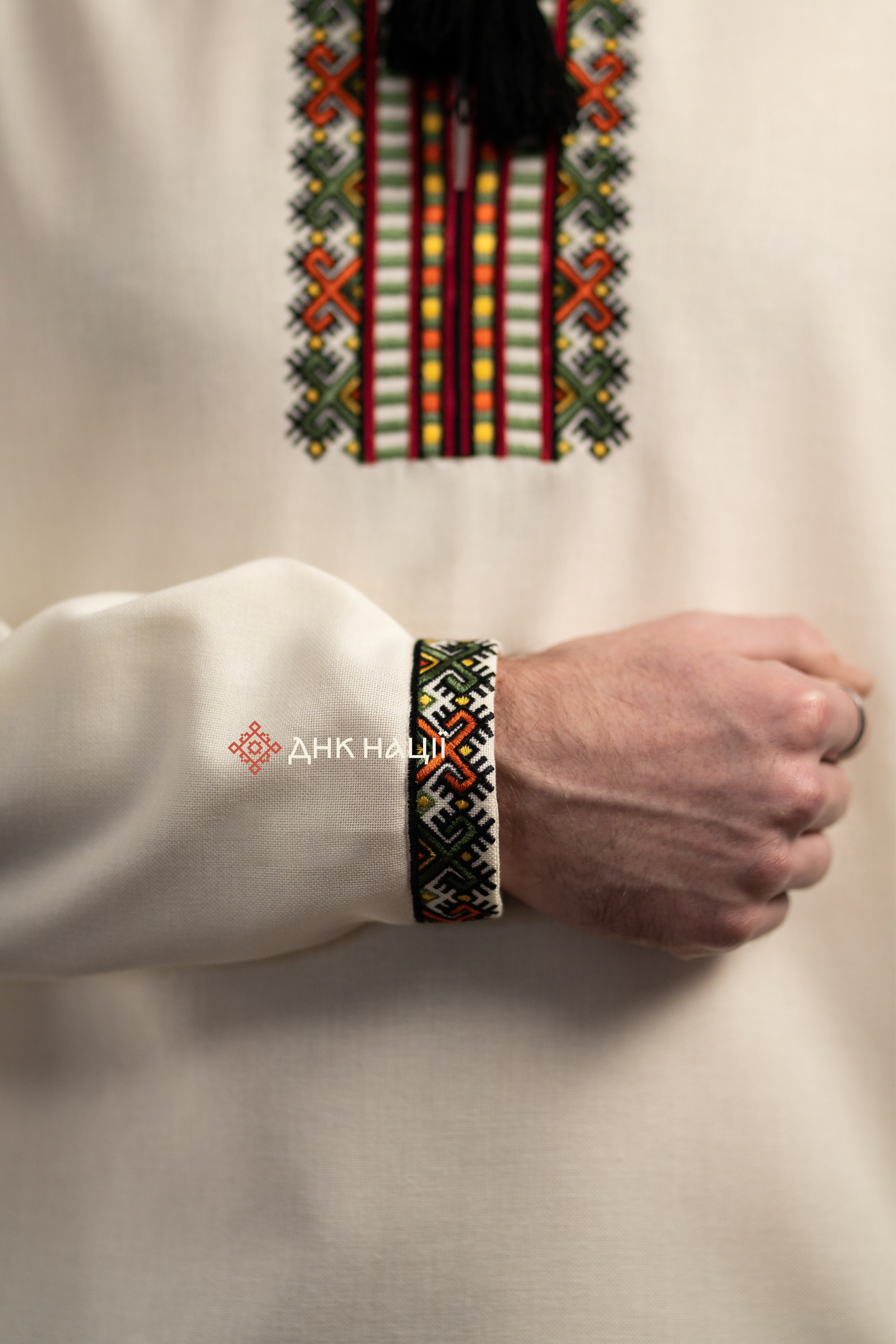 Men's Vyshyvanka "Bystrytsia (2)" (milky-white)