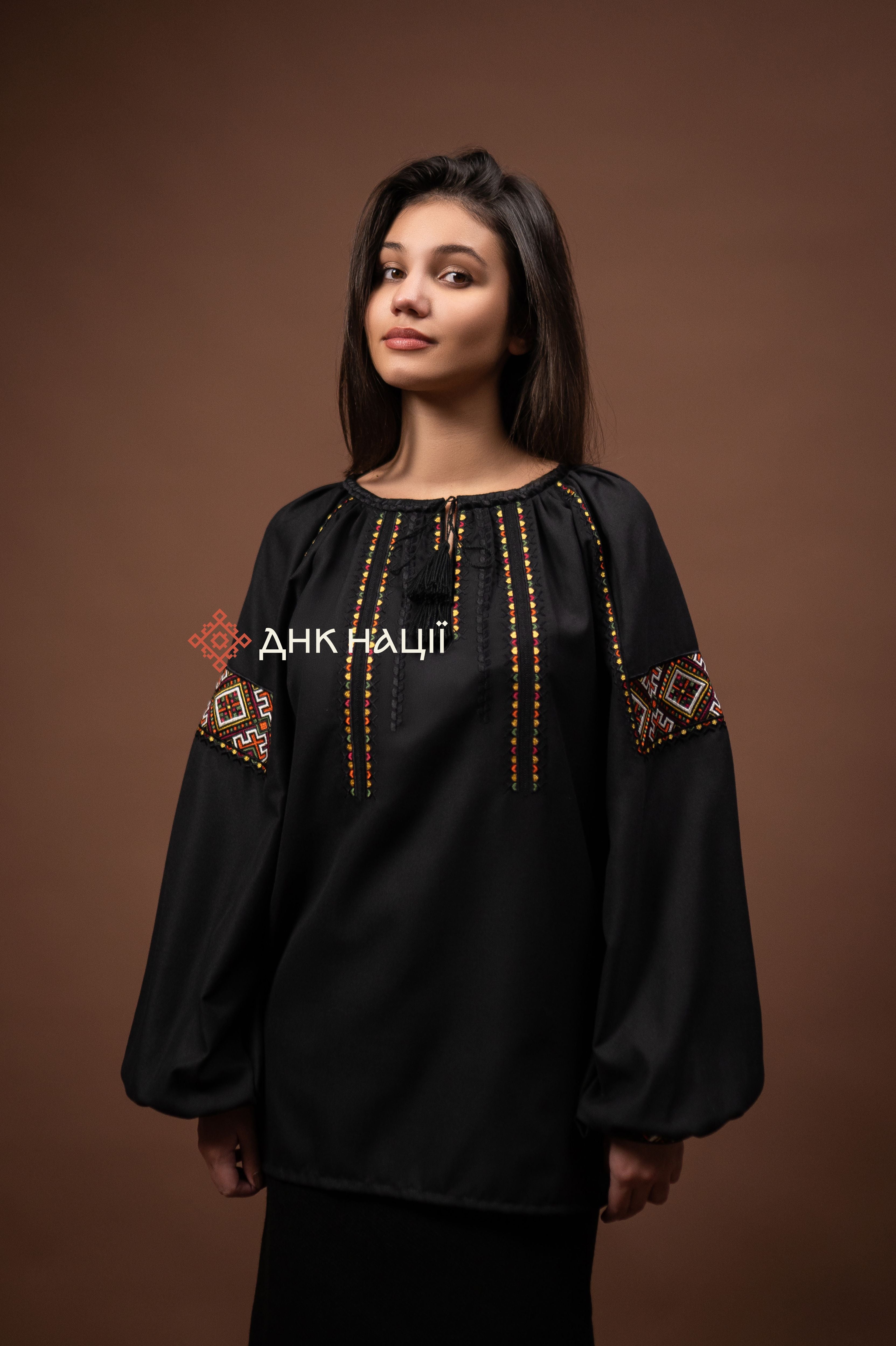 Women’s Embroidered Blouse “Dobrobut (2)” (Black)