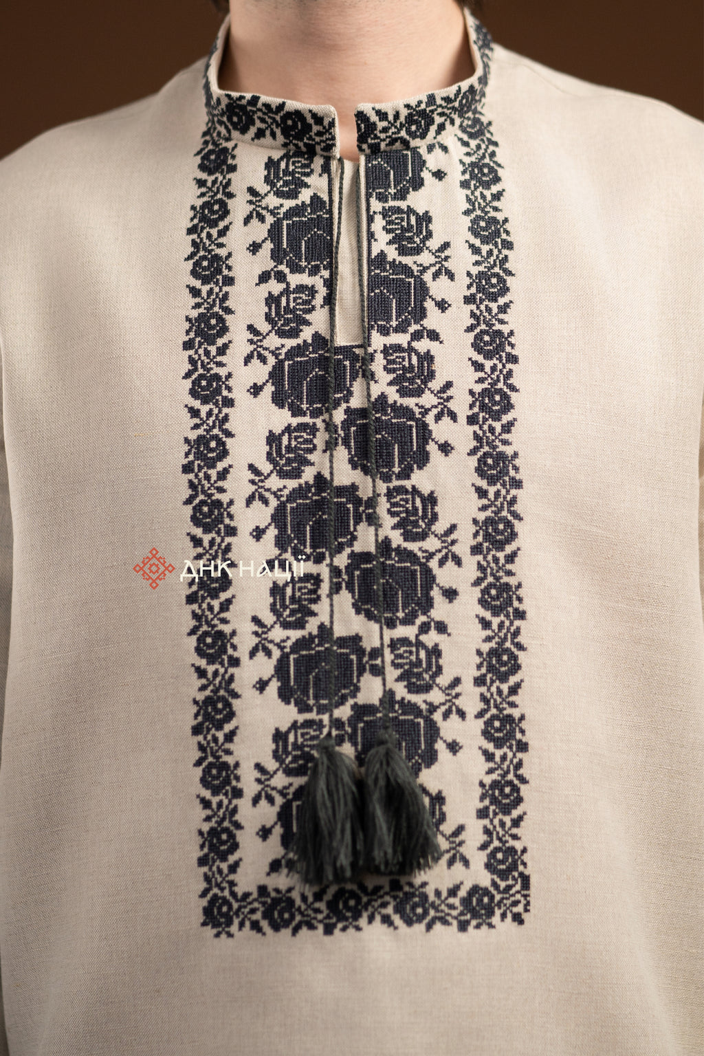 Men's Vyshyvanka "Zakvitchana (1)" (grey)