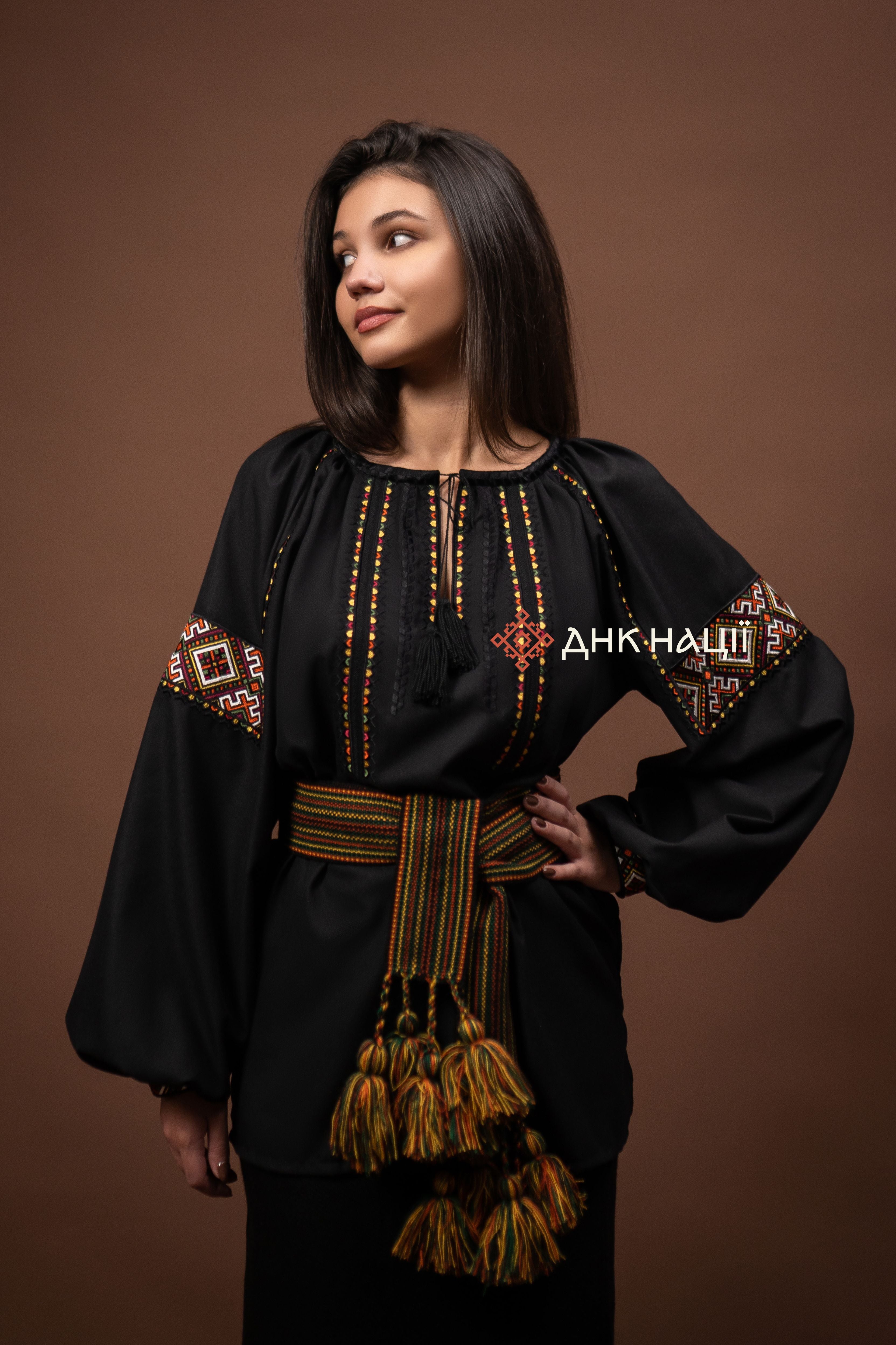 Women’s Embroidered Blouse “Dobrobut (2)” (Black)