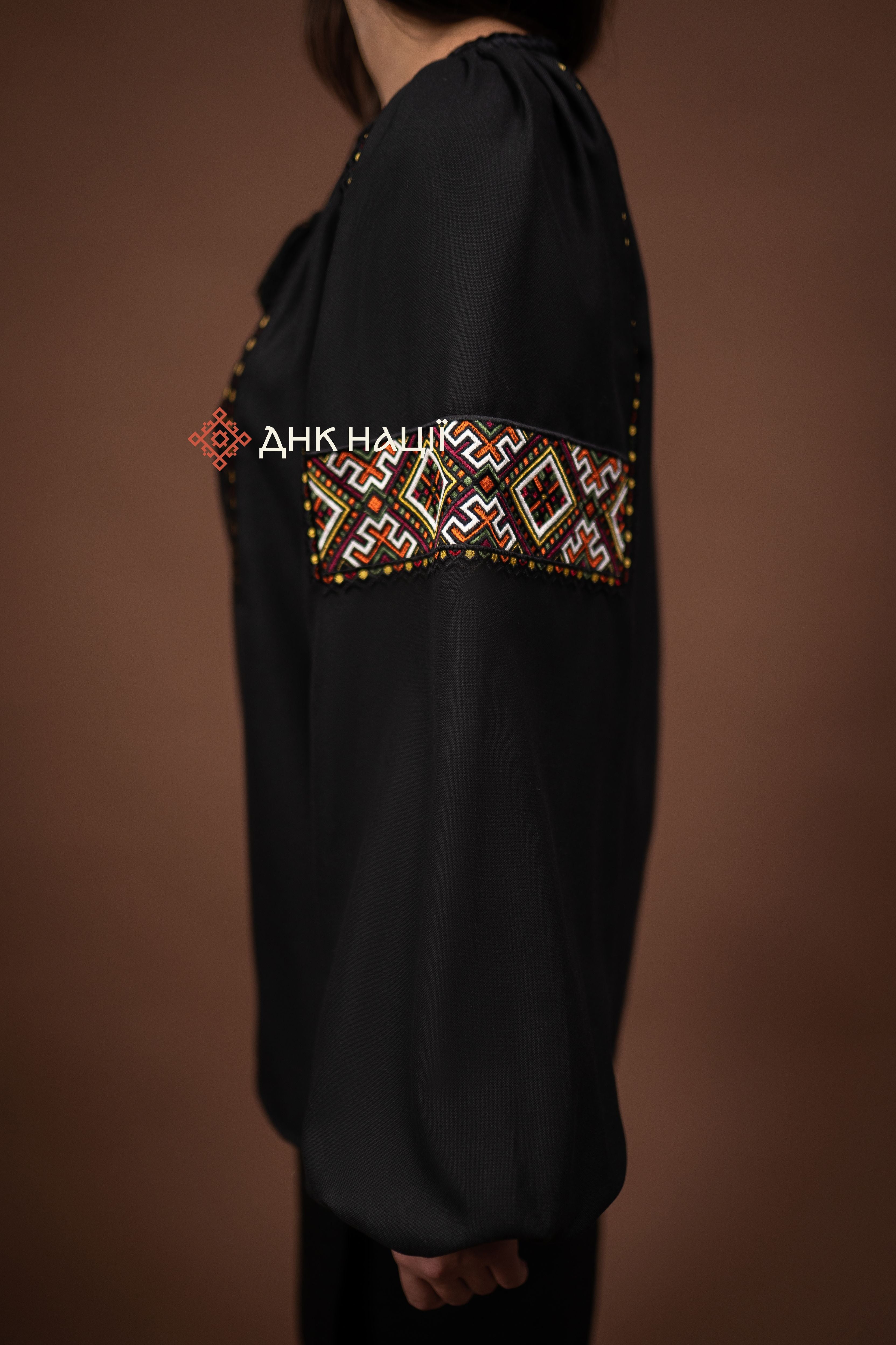 Women’s Embroidered Blouse “Dobrobut (2)” (Black)