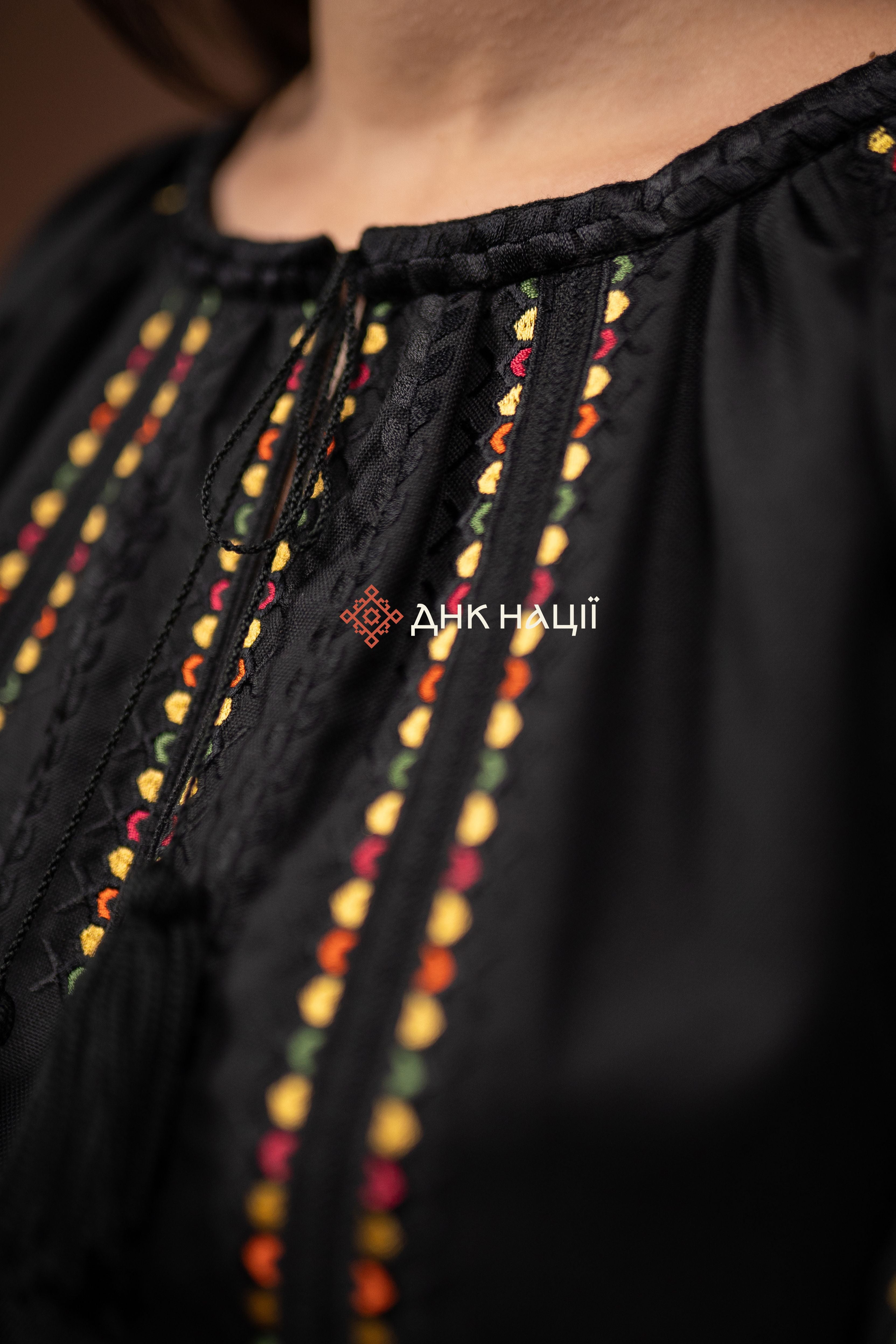 Women’s Embroidered Blouse “Dobrobut (2)” (Black)