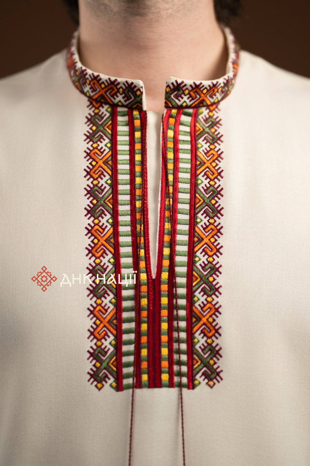 Men's Vyshyvanka "Bystrytsia (1)" (milky-white)