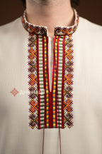 Men's Vyshyvanka "Bystrytsia (1)" (milky-white)