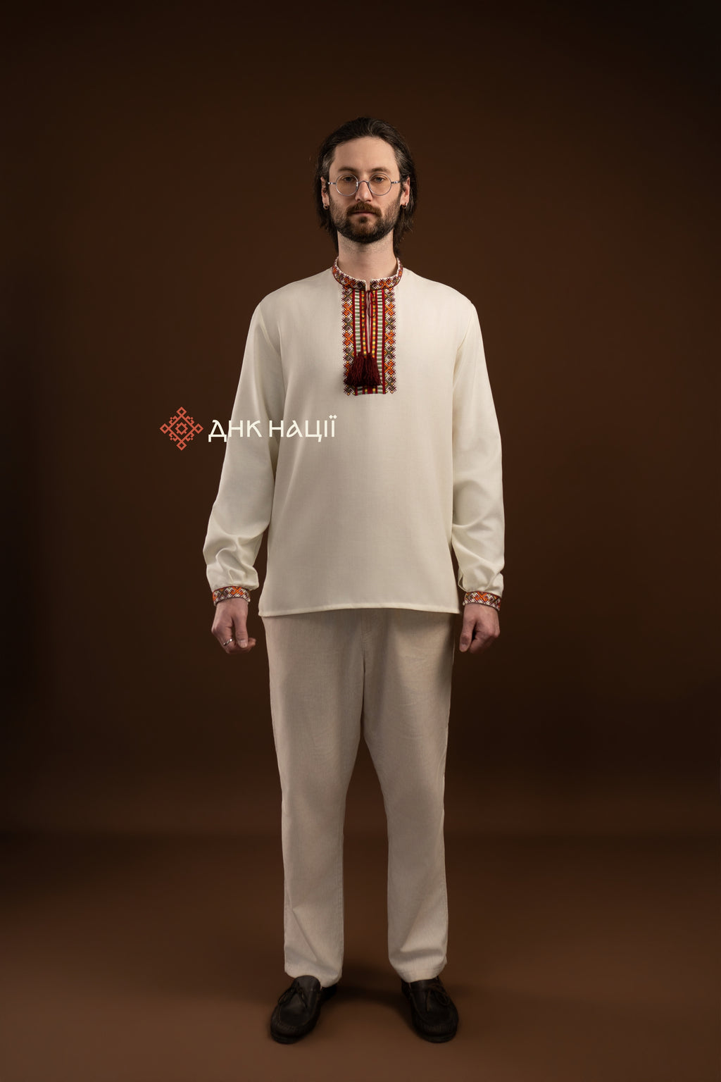 Men's Vyshyvanka "Bystrytsia (1)" (milky-white)