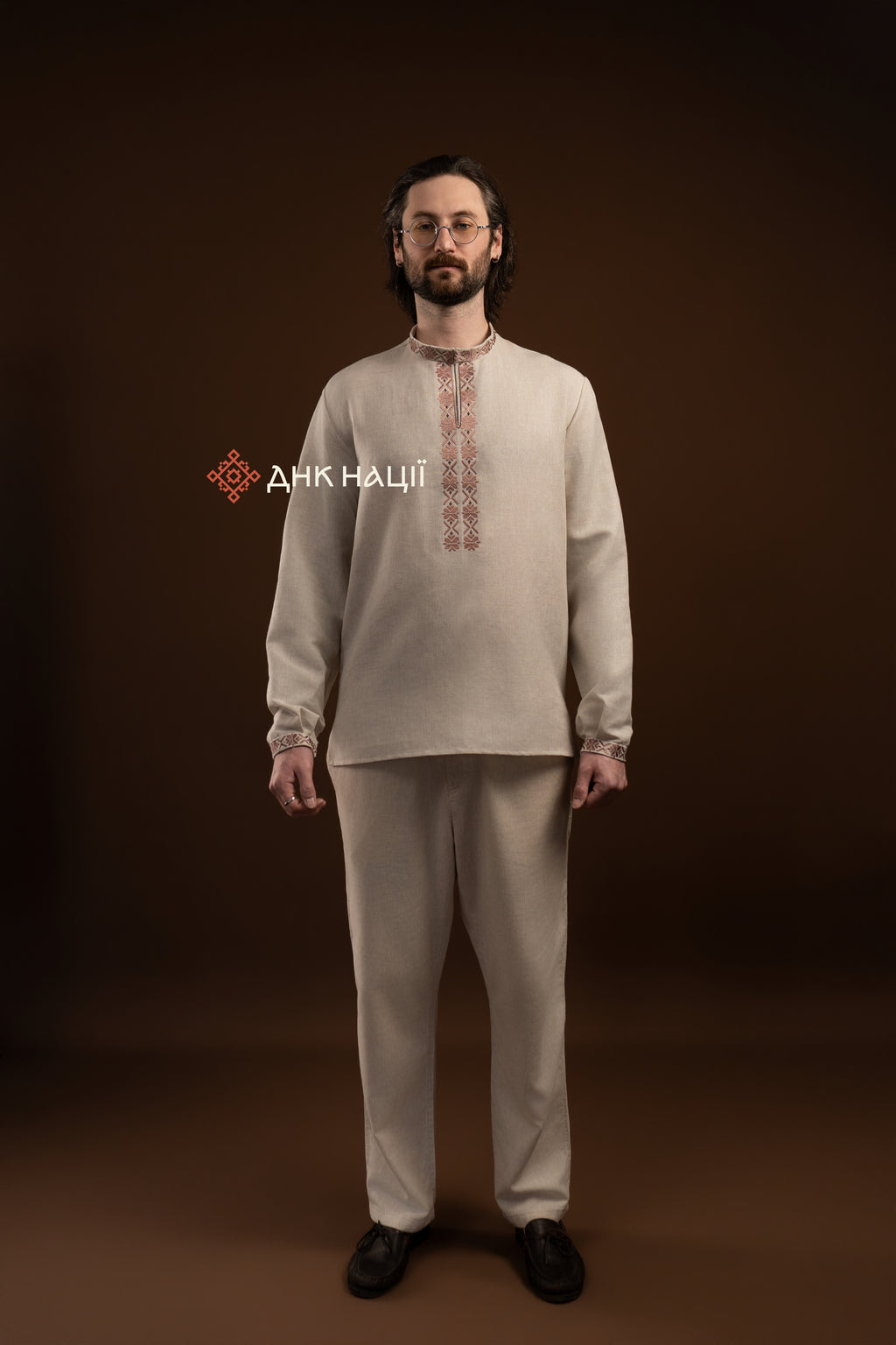 Men’s Embroidered Shirt “Kniazha (2)” (Gray)