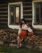 Вишита сукня "Закарпатська (2)"(молочна)