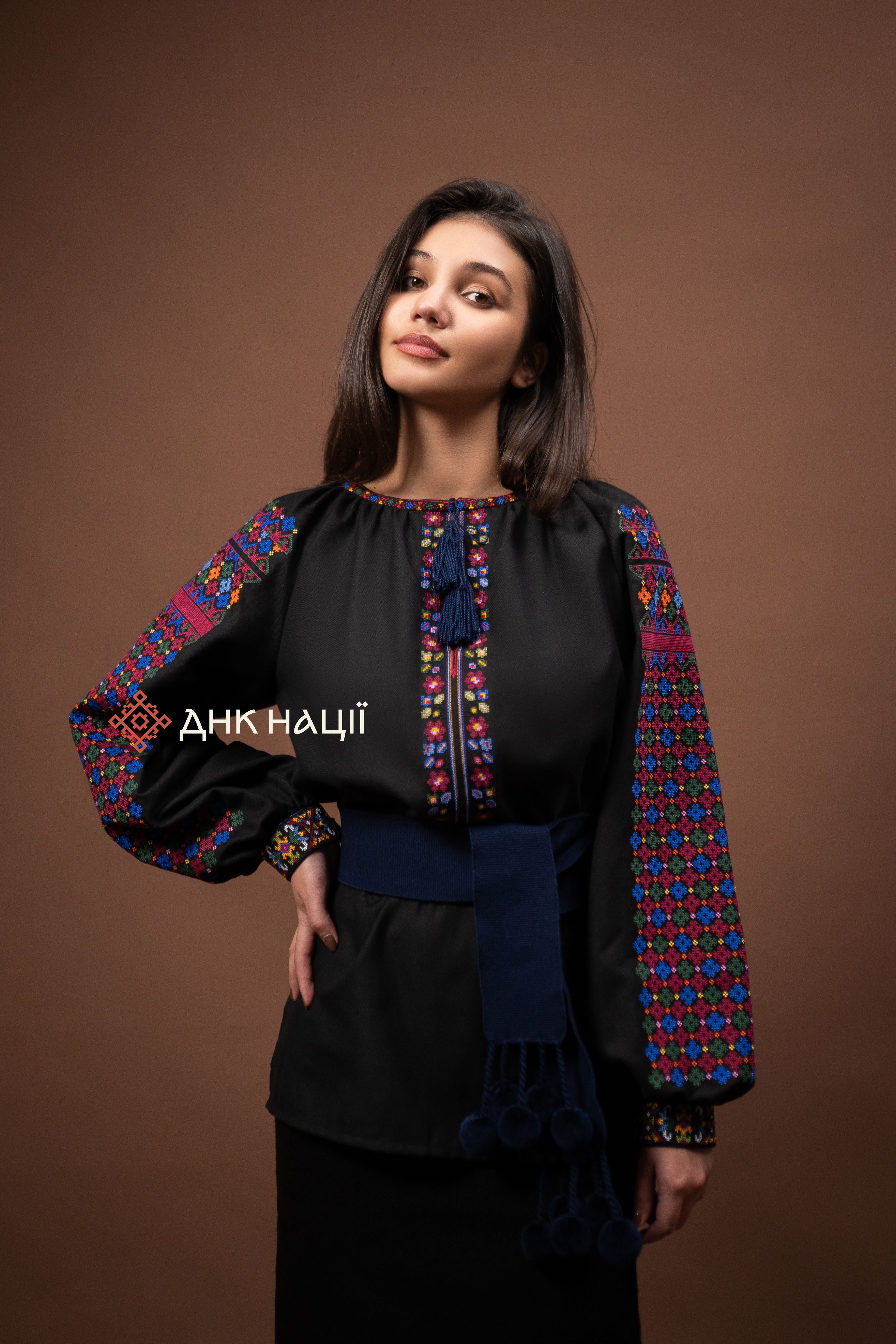 Women’s Embroidered Blouse “Koketka (3)” (Black)