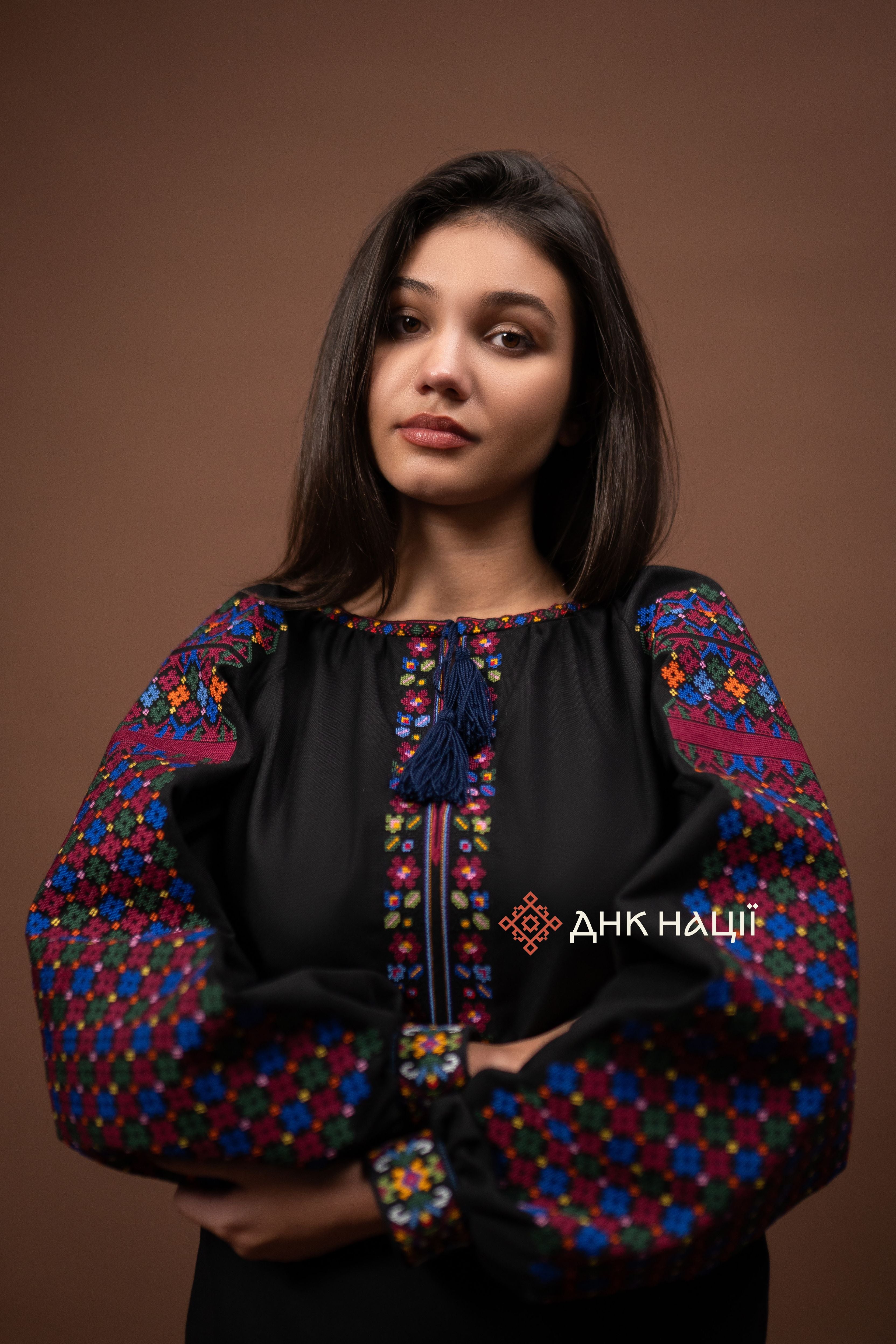 Women’s Embroidered Blouse “Koketka (3)” (Black)