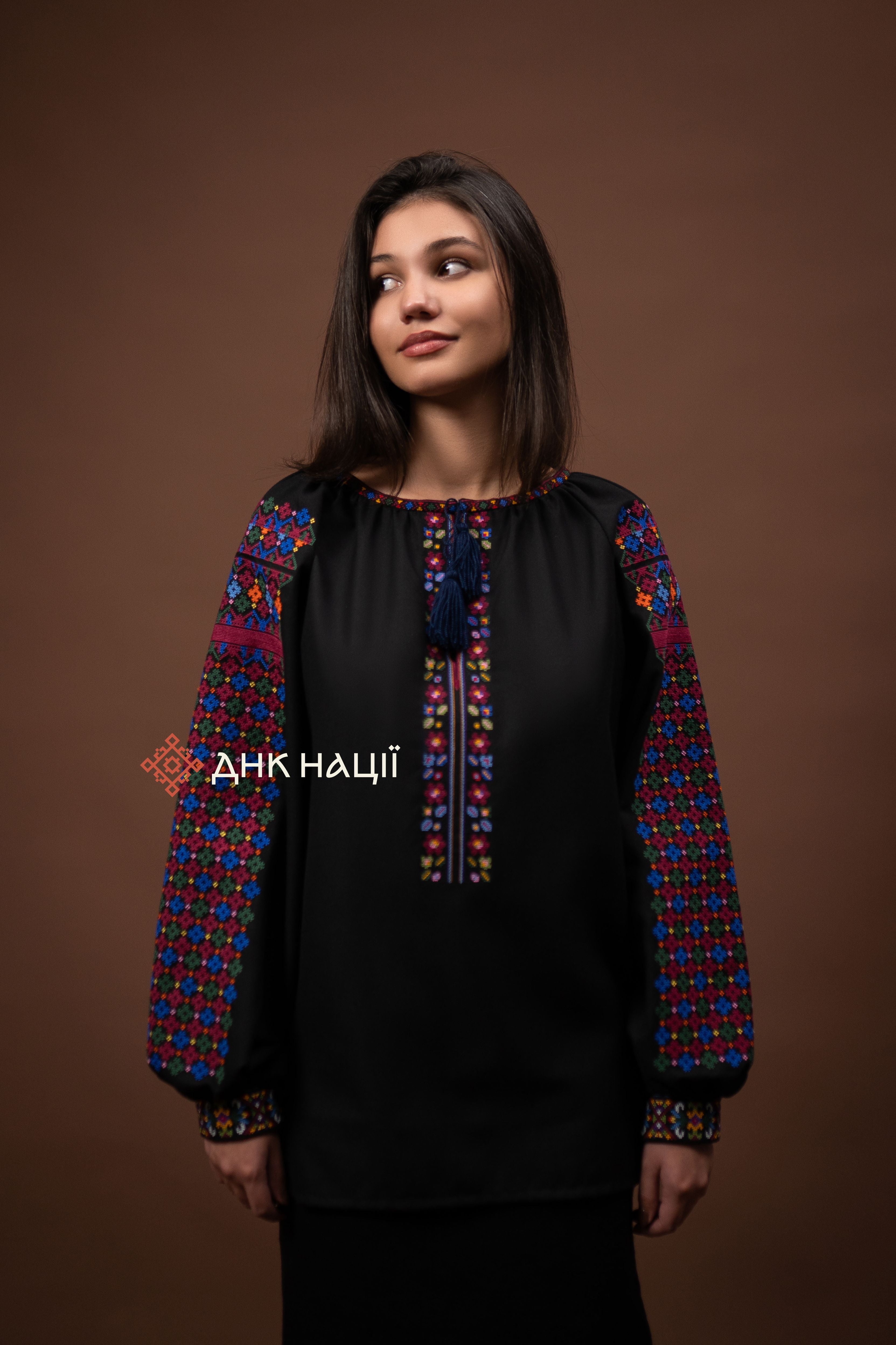 Women’s Embroidered Blouse “Koketka (3)” (Black)