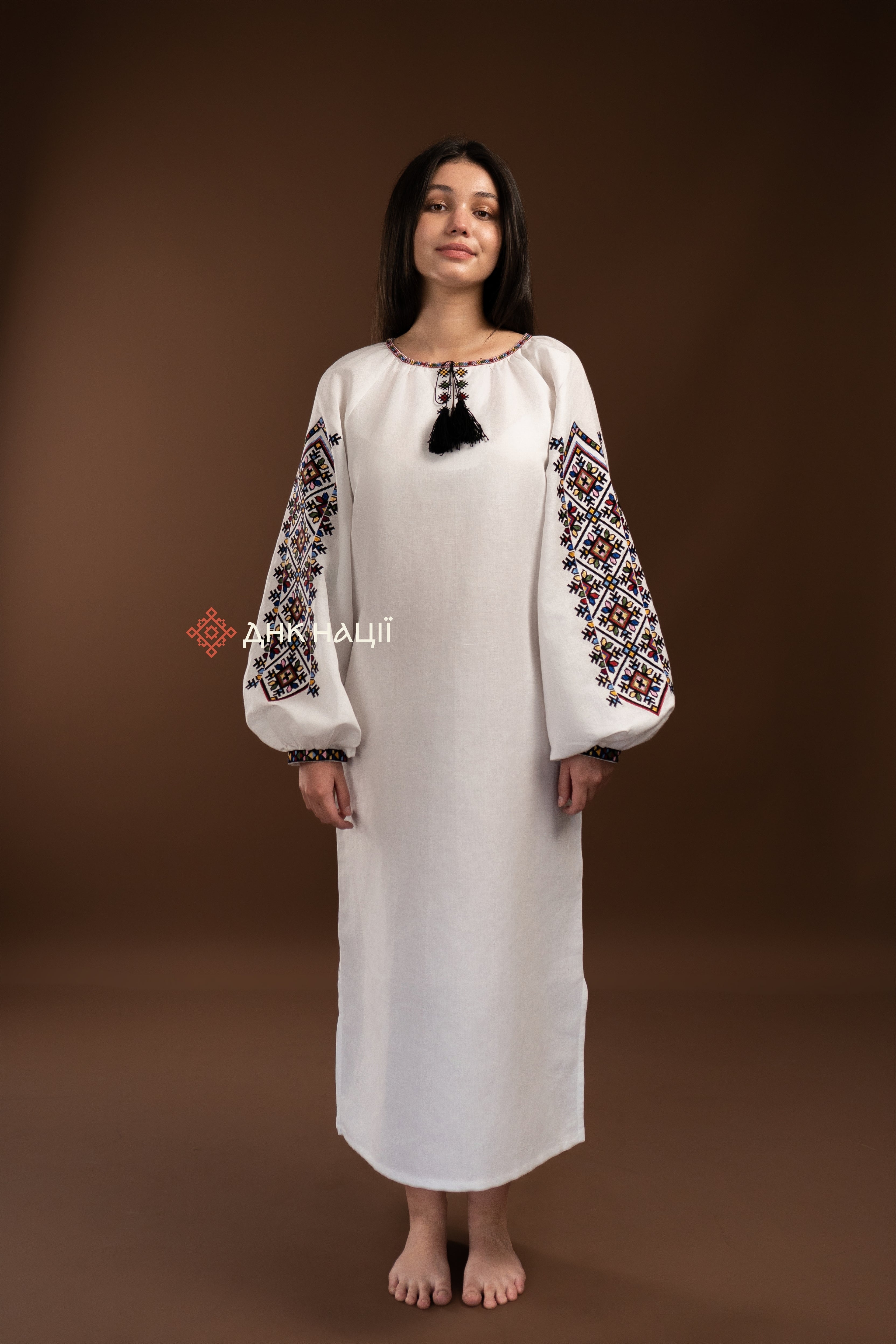 Embroidered Dress "Berehynia (2)" (white)