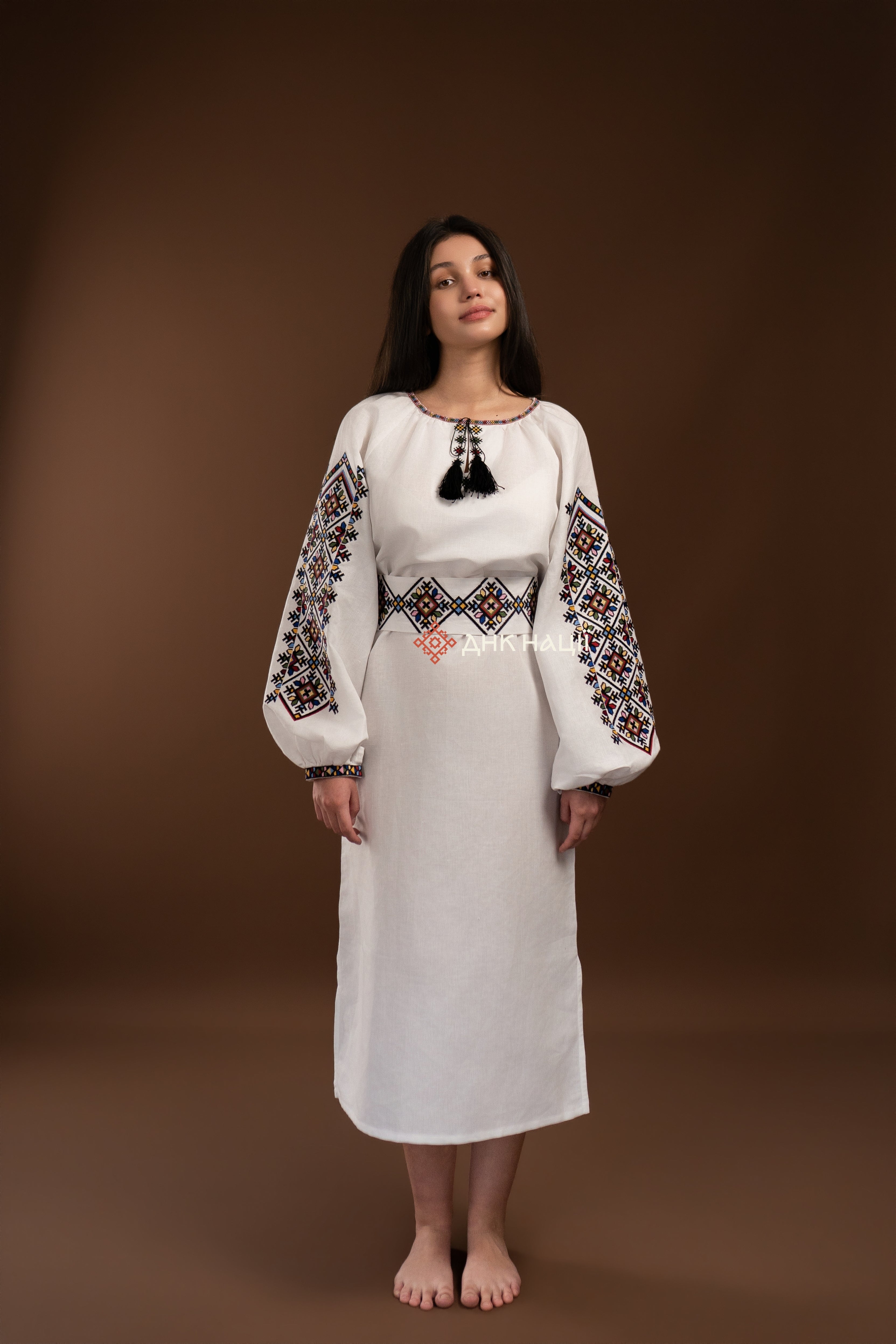 Embroidered Dress "Berehynia (2)" (white)