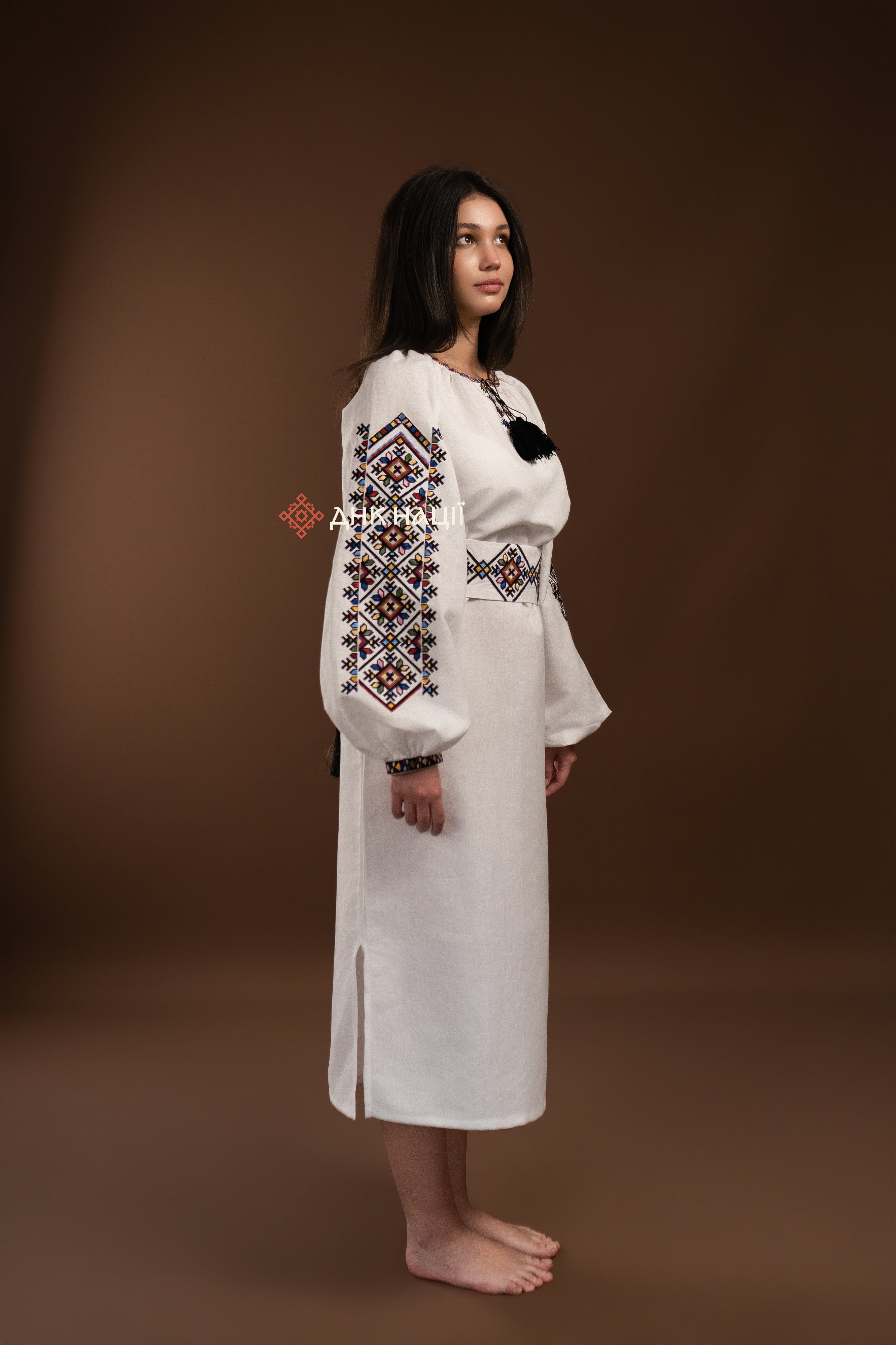 Embroidered Dress "Berehynia (2)" (white)