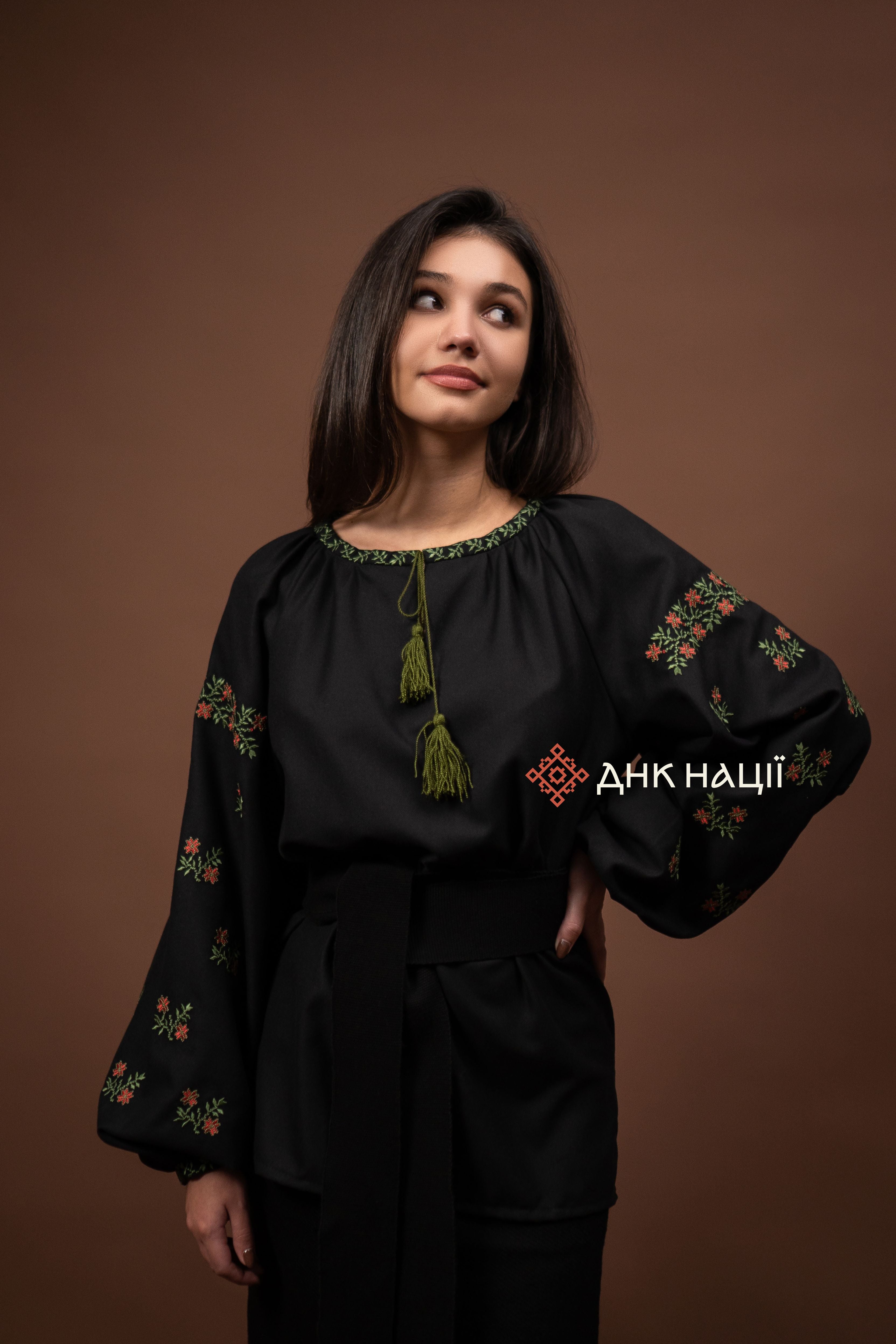 Women’s Embroidered Blouse “Leliia (3)” (Black)