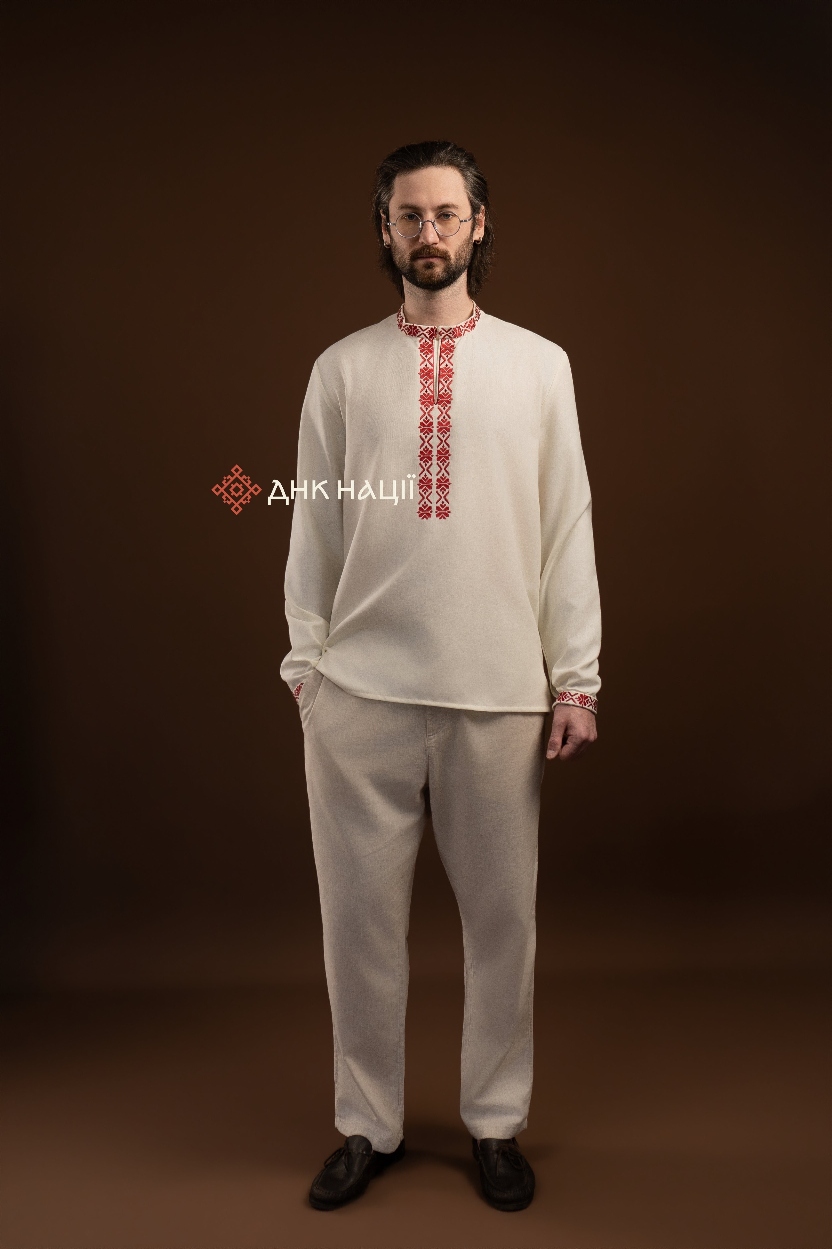 Men's Vyshyvanka "Knyazha (1)" (milky-white)