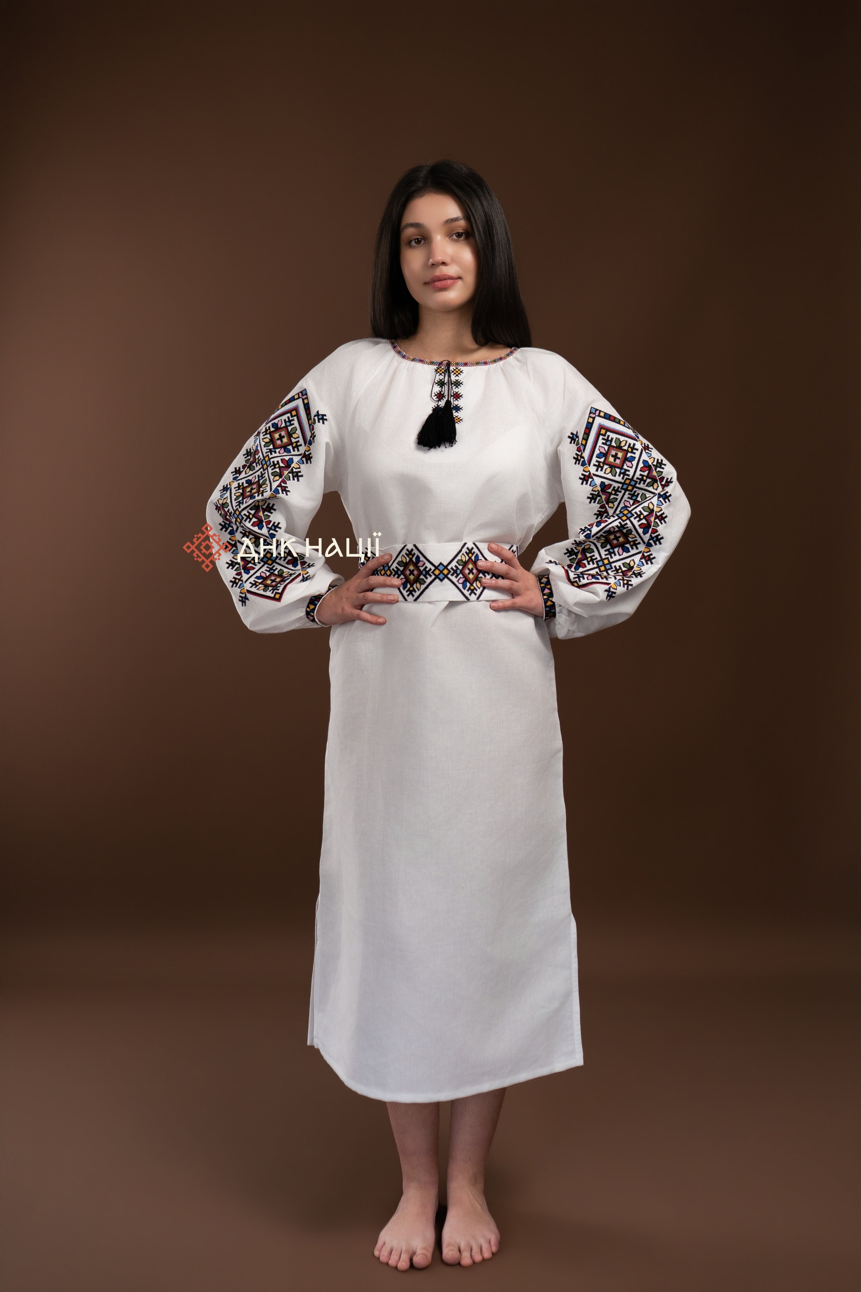 Embroidered Dress "Berehynia (2)" (white)