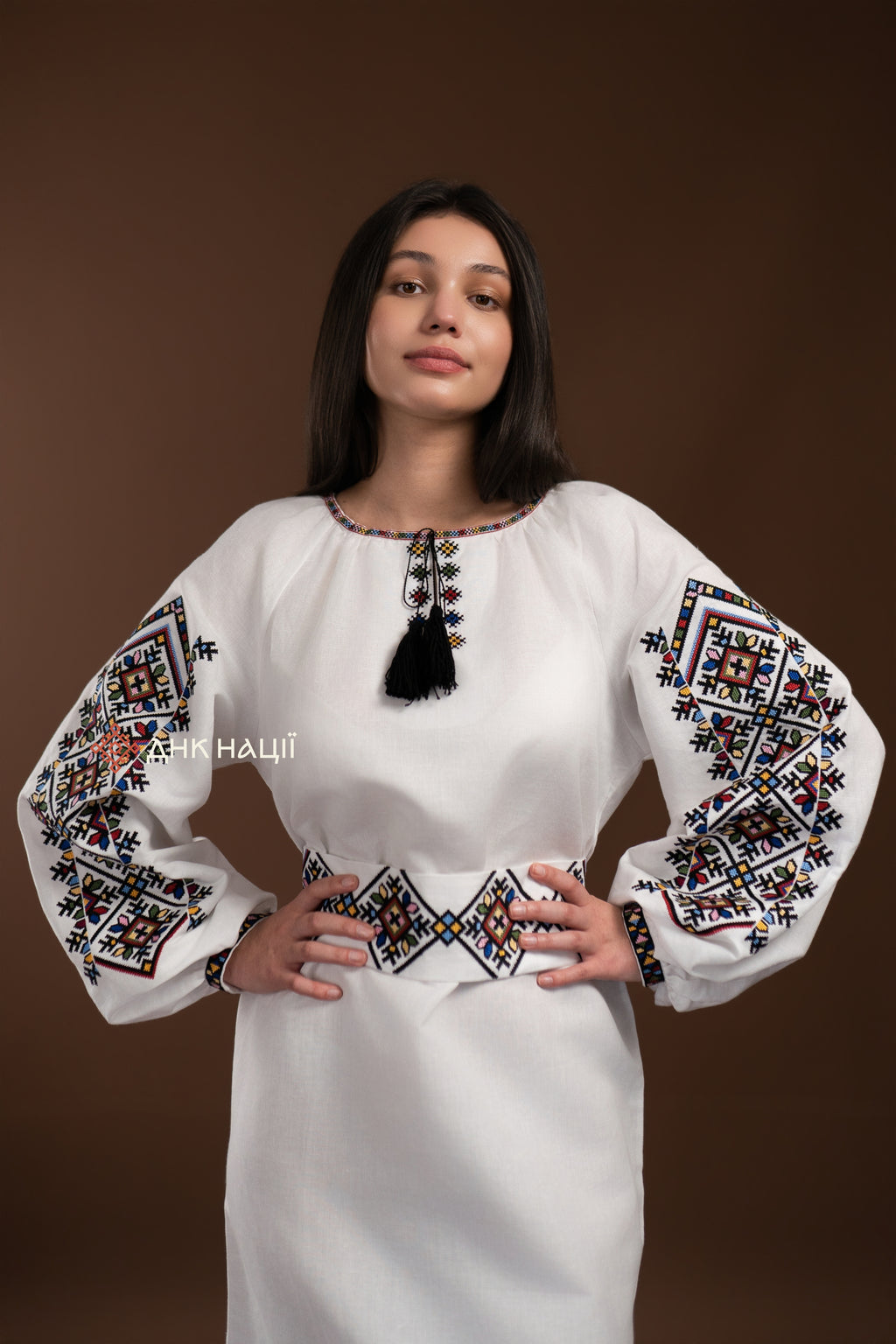 Embroidered Dress "Berehynia (2)" (white)