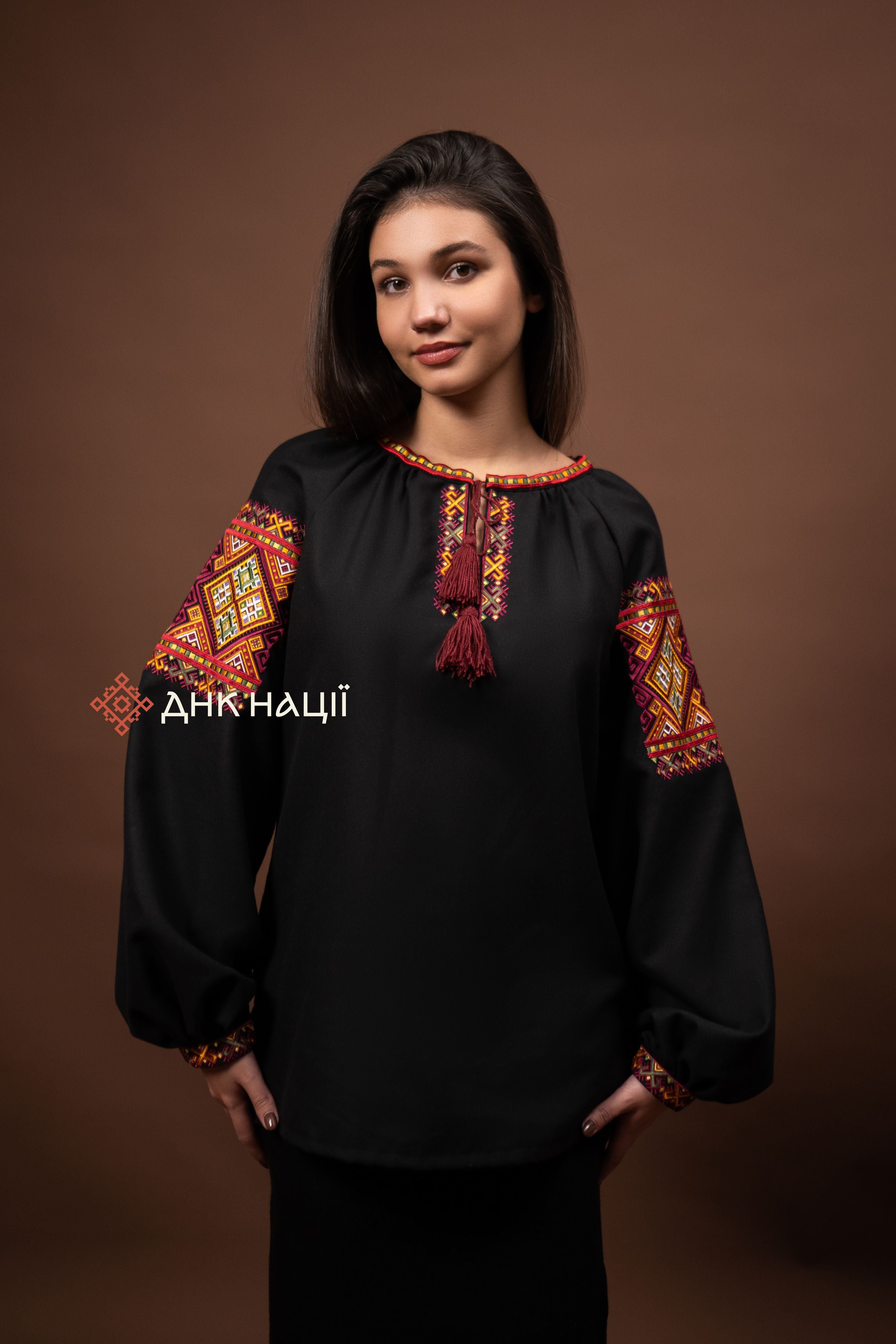 Women’s Embroidered Blouse “Bystrytsia (3)” (Black)
