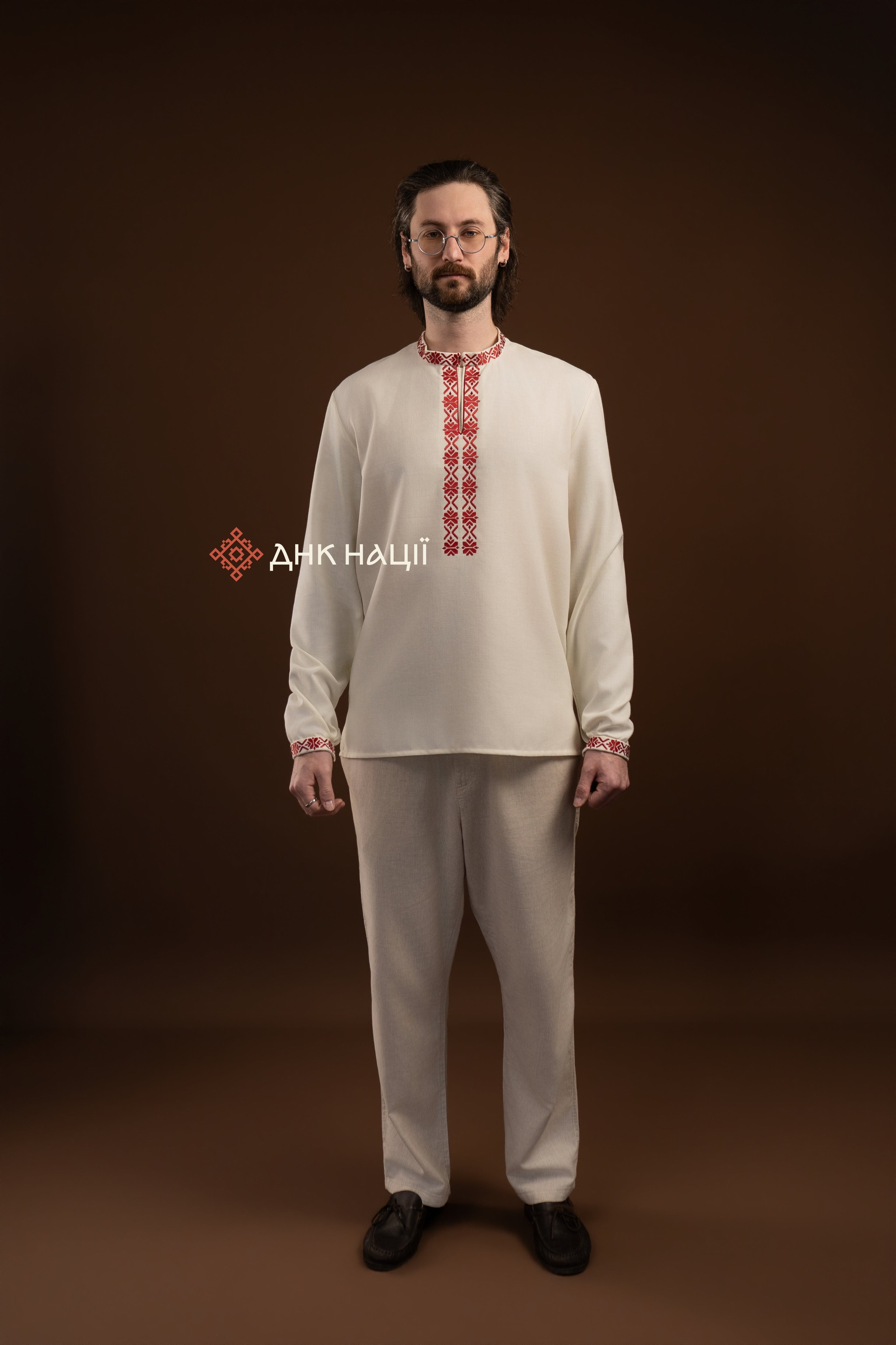 Men's Vyshyvanka "Knyazha (1)" (milky-white)