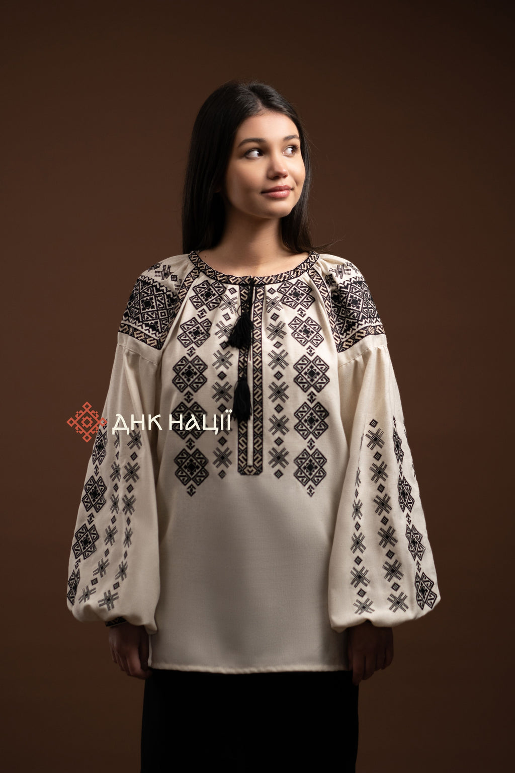 Women’s Embroidered Blouse “Cheremosh (3)” (Beige)