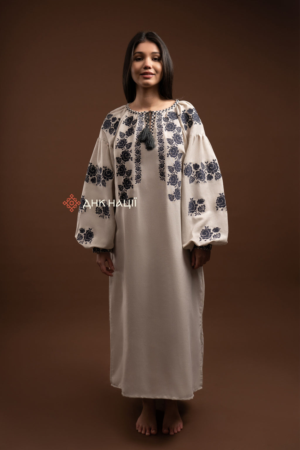 Embroidered Dress “Zakvitchana (1)” (Gray)