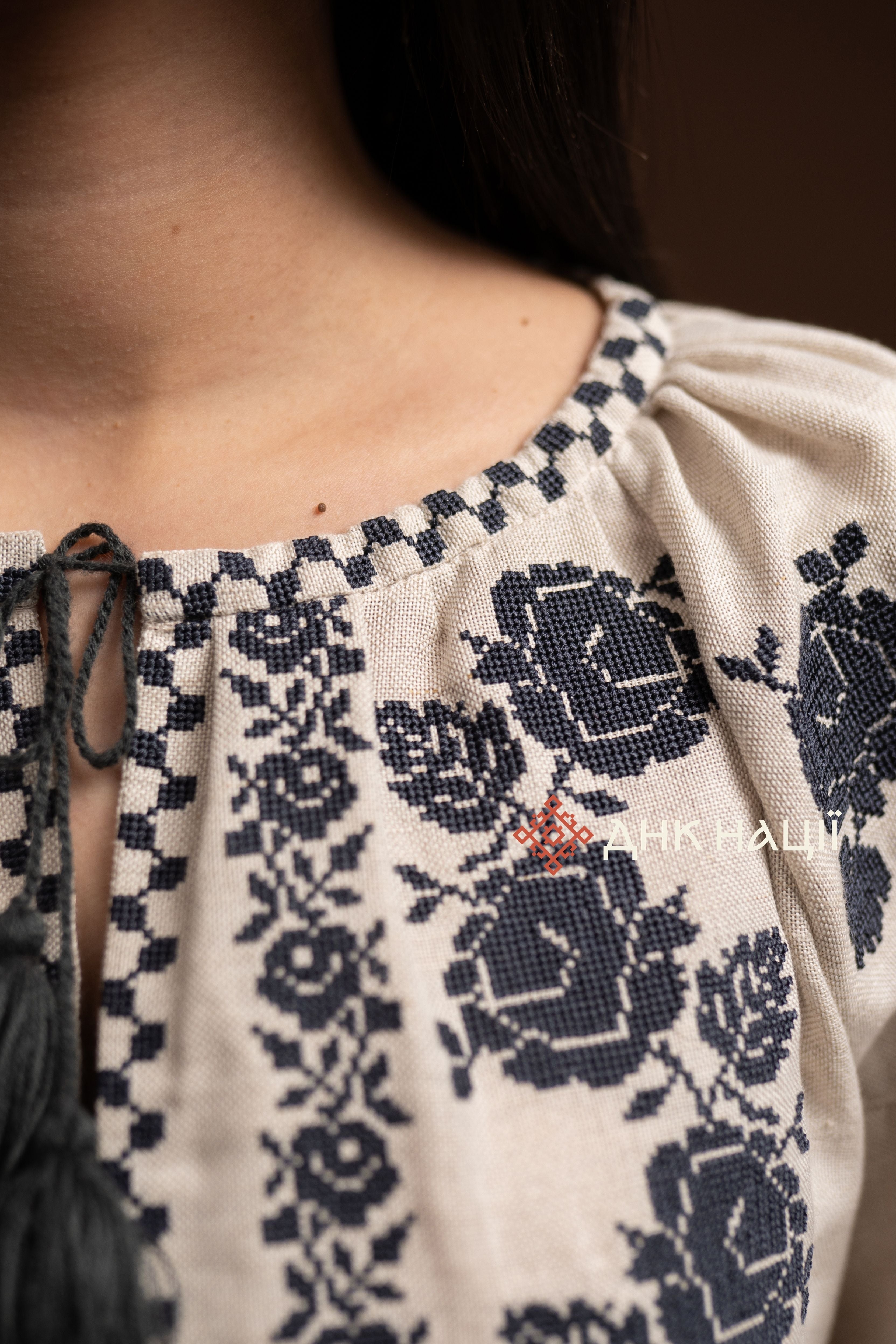 Вишита сукня "Заквітчана (1)"(сіра)