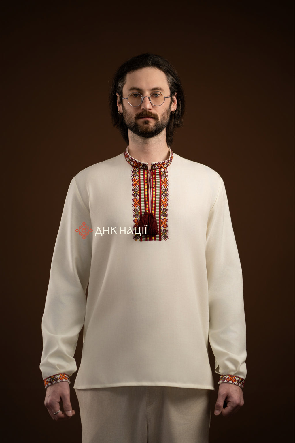 Men's Vyshyvanka "Bystrytsia (1)" (milky-white)