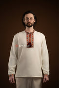 Men's Vyshyvanka "Bystrytsia (1)" (milky-white)