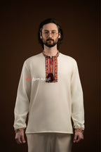 Men's Vyshyvanka "Bystrytsia (1)" (milky-white)