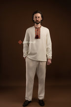 Men's Vyshyvanka "Bystrytsia (1)" (milky-white)