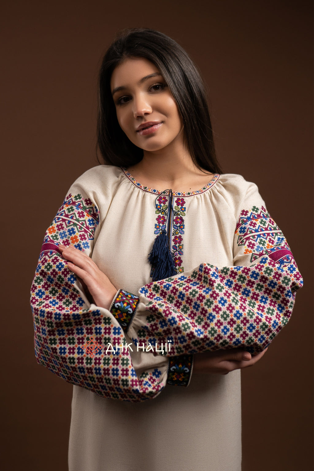 Вишита сукня "Кокетка (2)"(бежева)