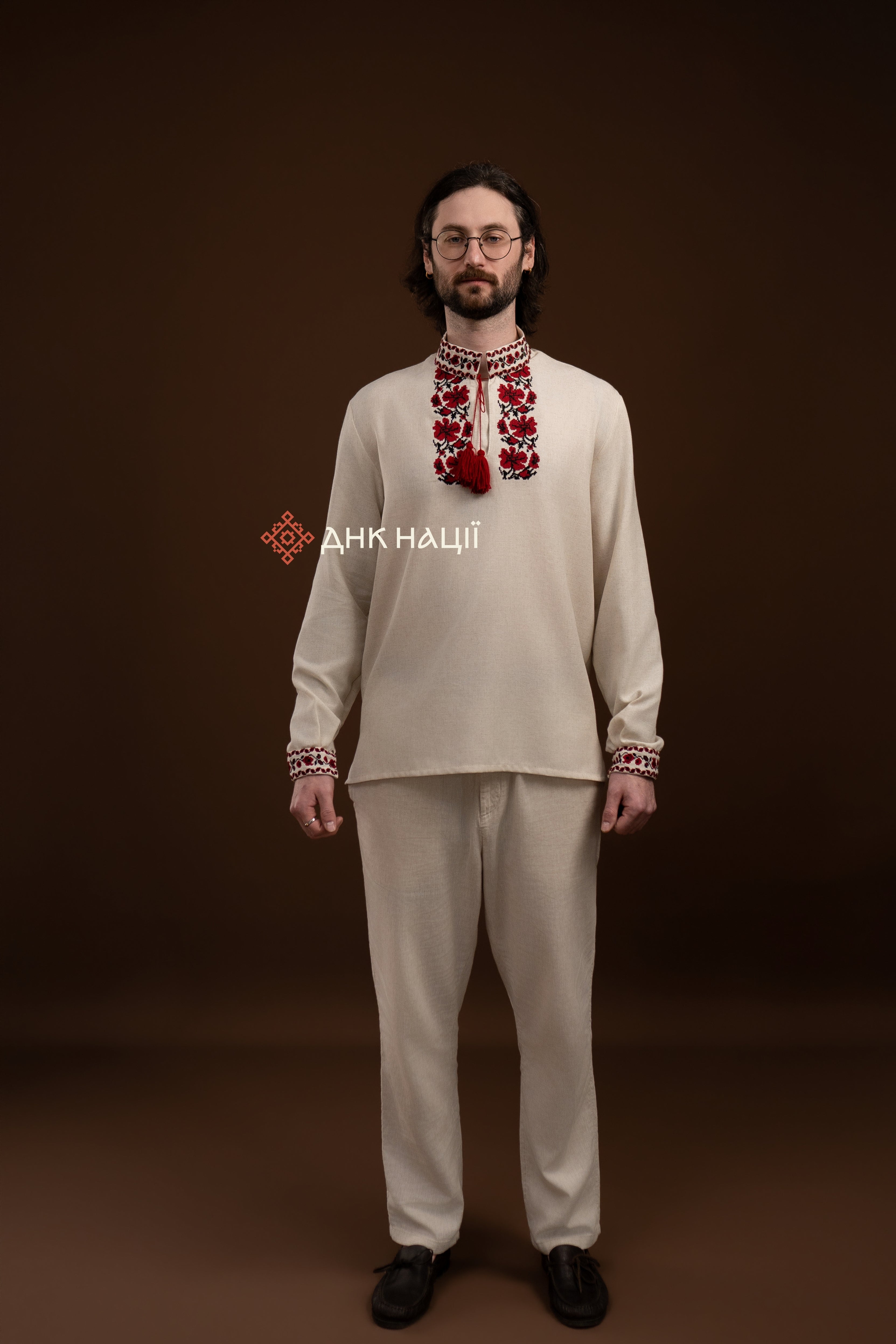 Men’s Embroidered Shirt “Zlahoda (2)” (Beige)