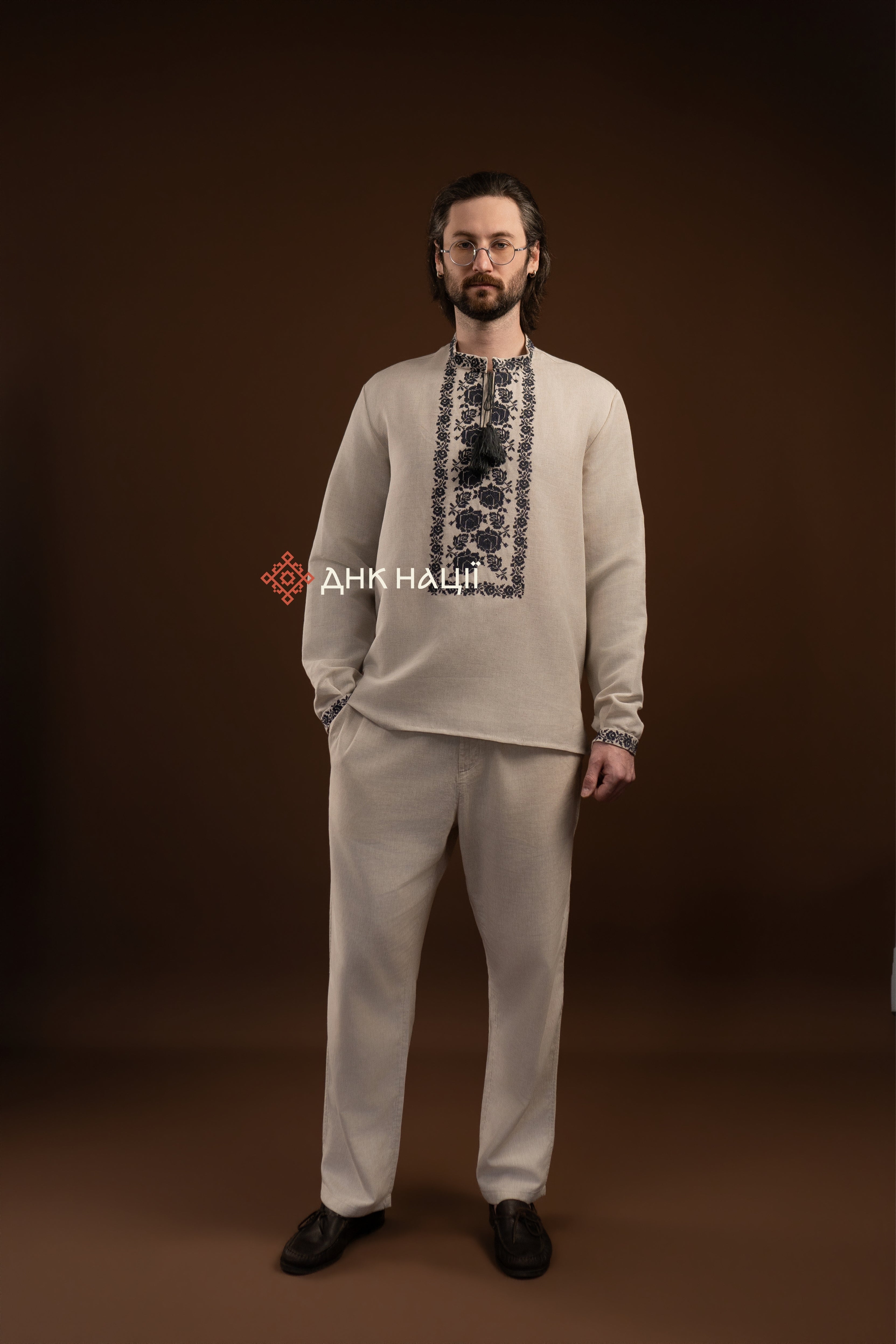 Men's Vyshyvanka "Zakvitchana (1)" (grey)