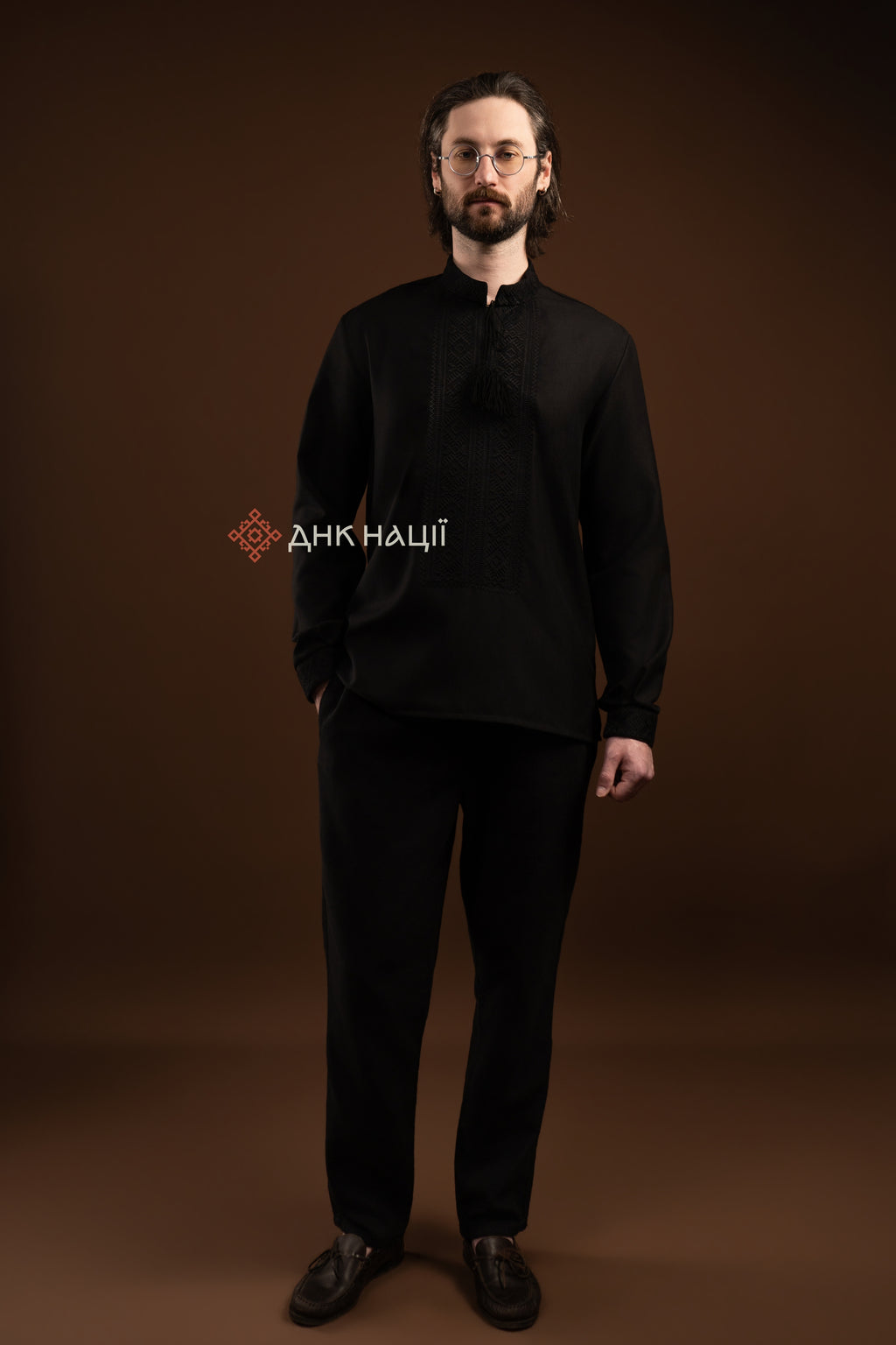 Men's Vyshyvanka "Desna (2)" (black)