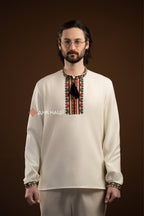 Men's Vyshyvanka "Bystrytsia (2)" (milky-white)