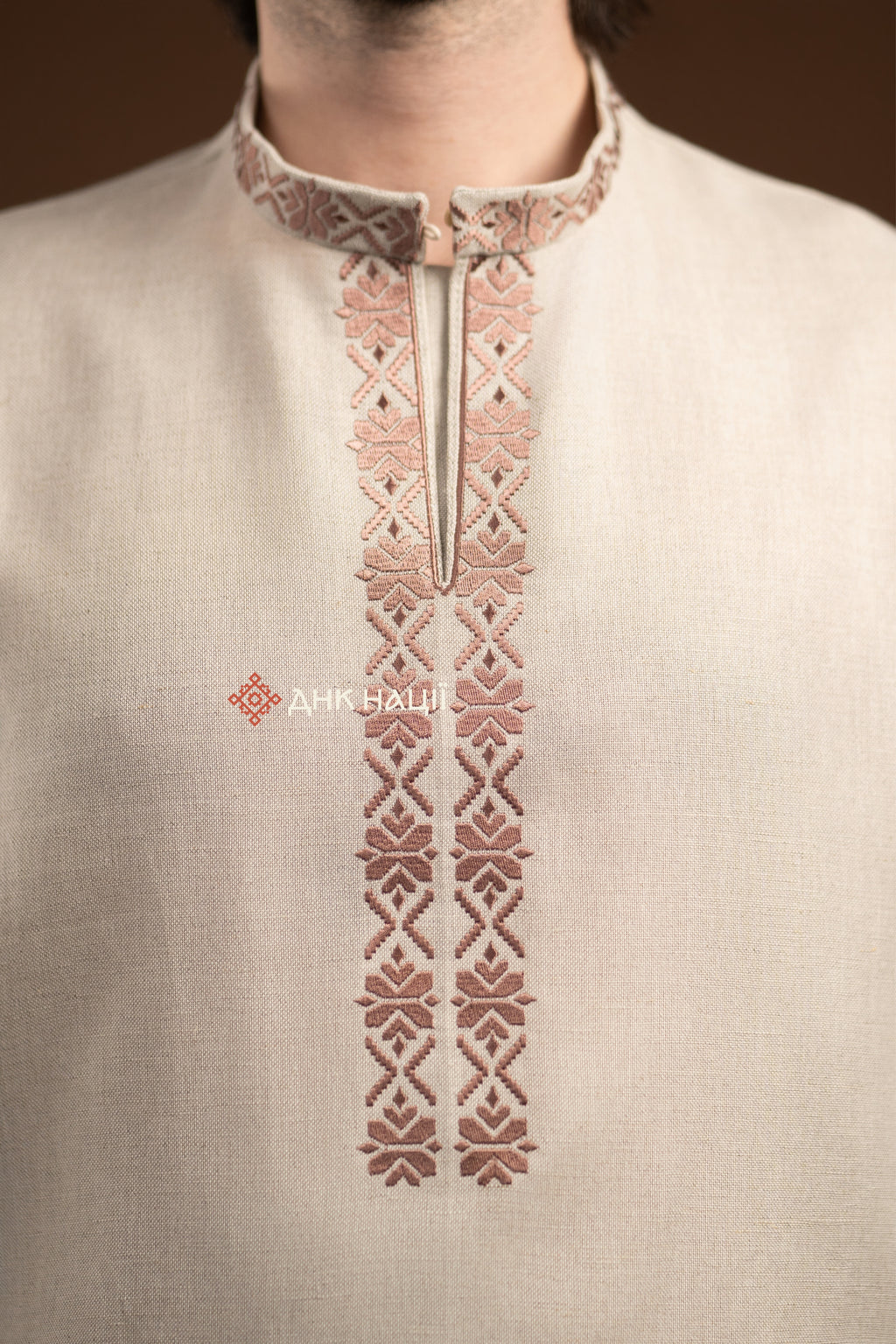Men’s Embroidered Shirt “Kniazha (2)” (Gray)