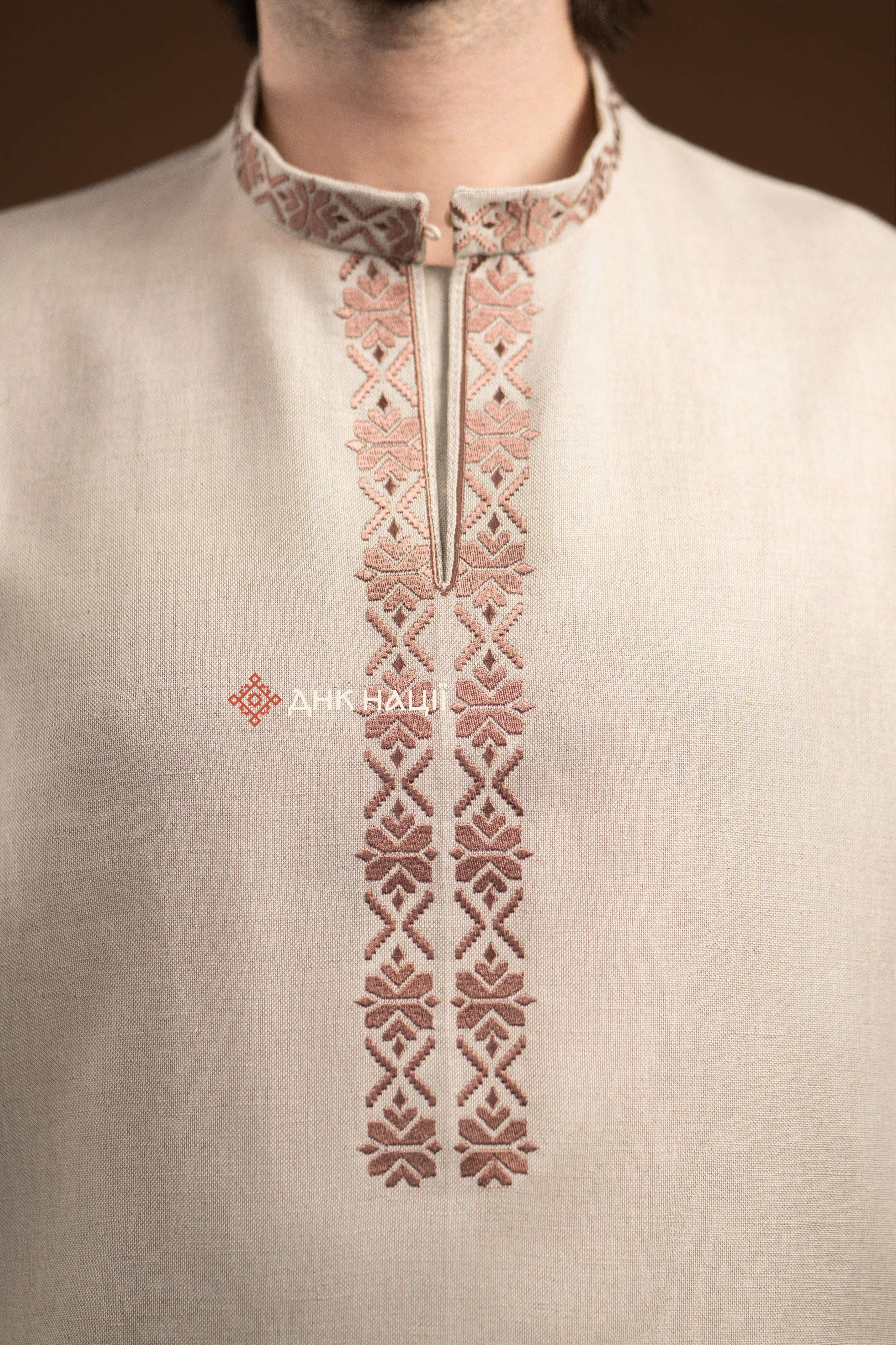 Men’s Embroidered Shirt “Kniazha (2)” (Gray)