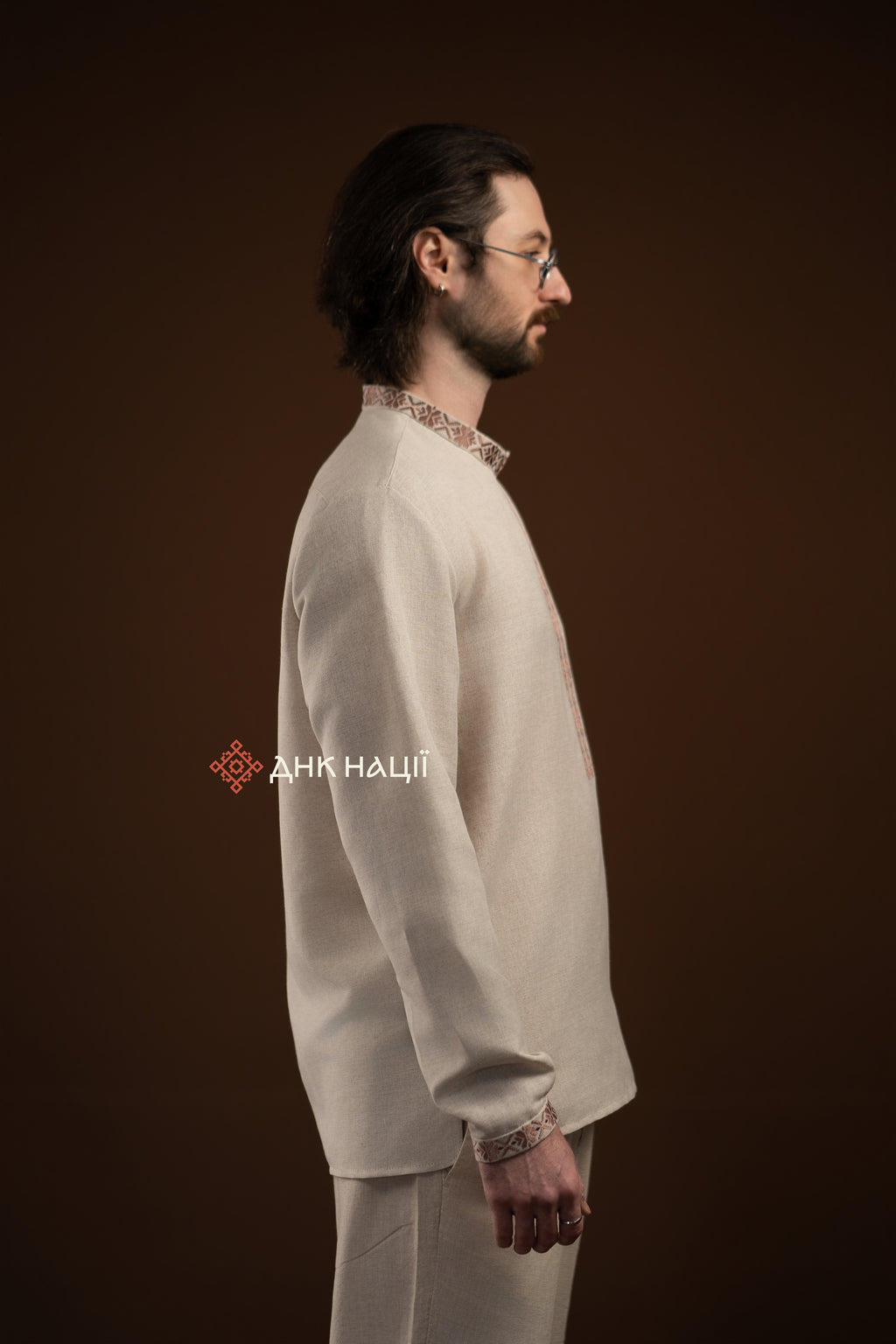 Men’s Embroidered Shirt “Kniazha (2)” (Gray)